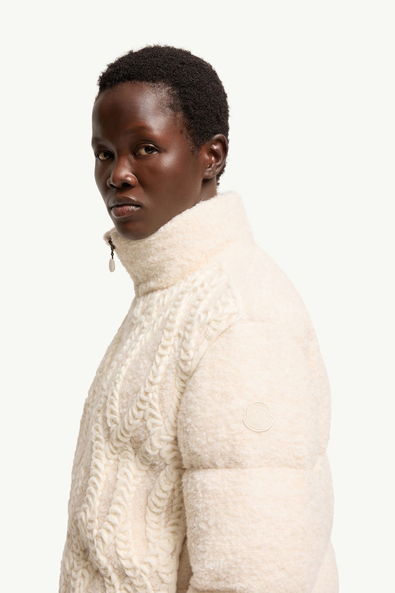 Nitidule Bouclé Down Jacket Women White Ivory Moncler 1