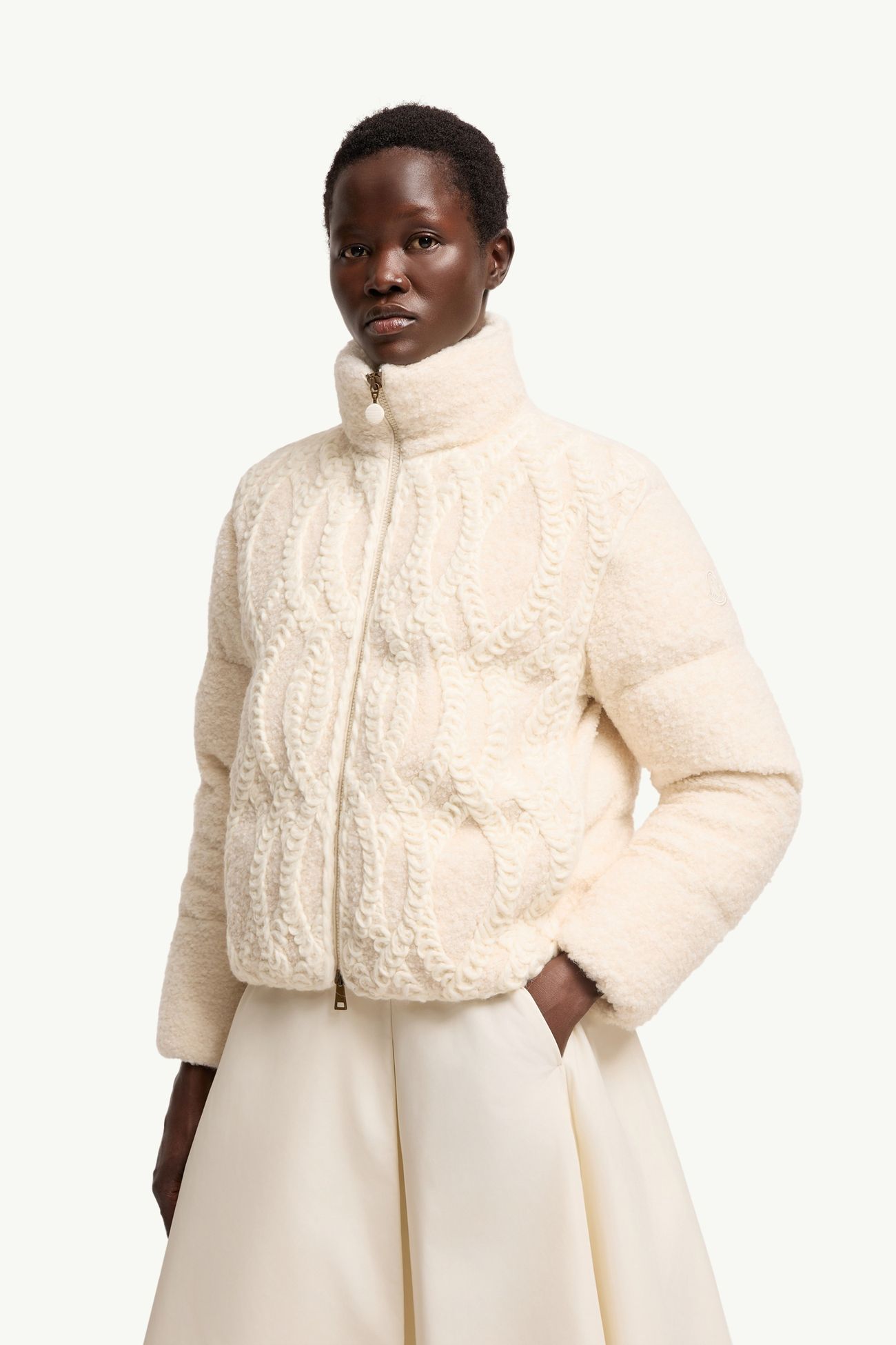Nitidule Bouclé Down Jacket Women White Ivory Moncler 3