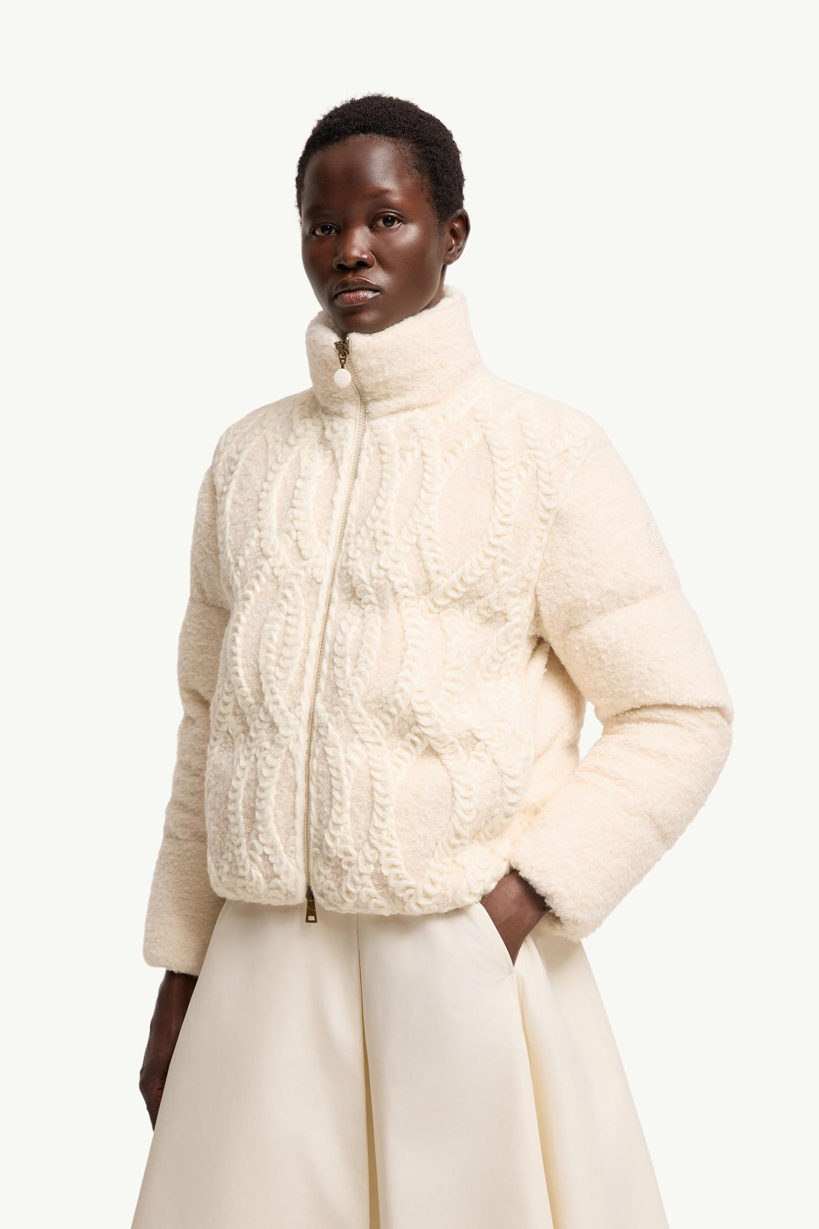 White Ivory Nitidule Bouclé Short Down Jacket - Short Down Jackets