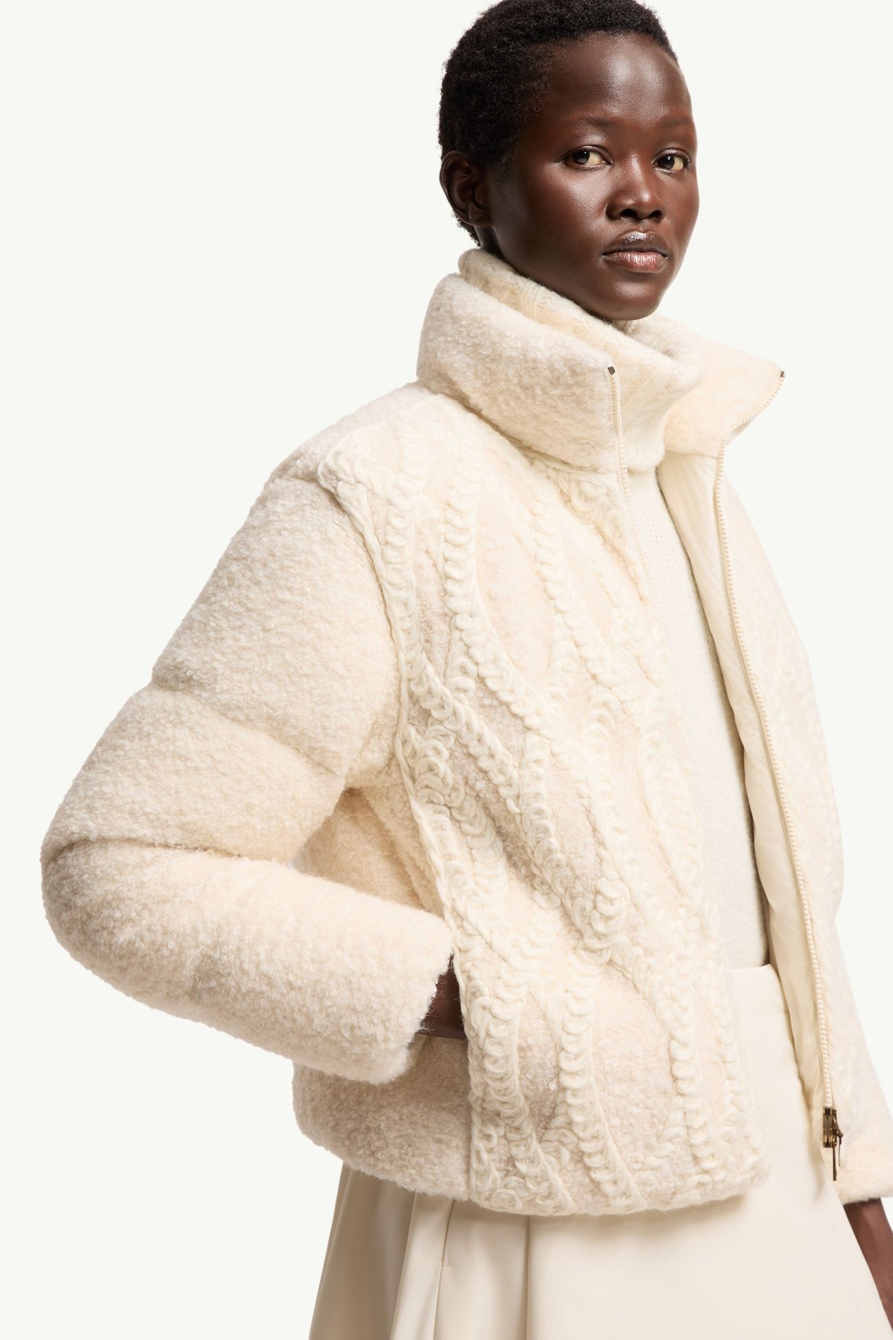 Nitidule Bouclé Down Jacket Women White Ivory Moncler 5