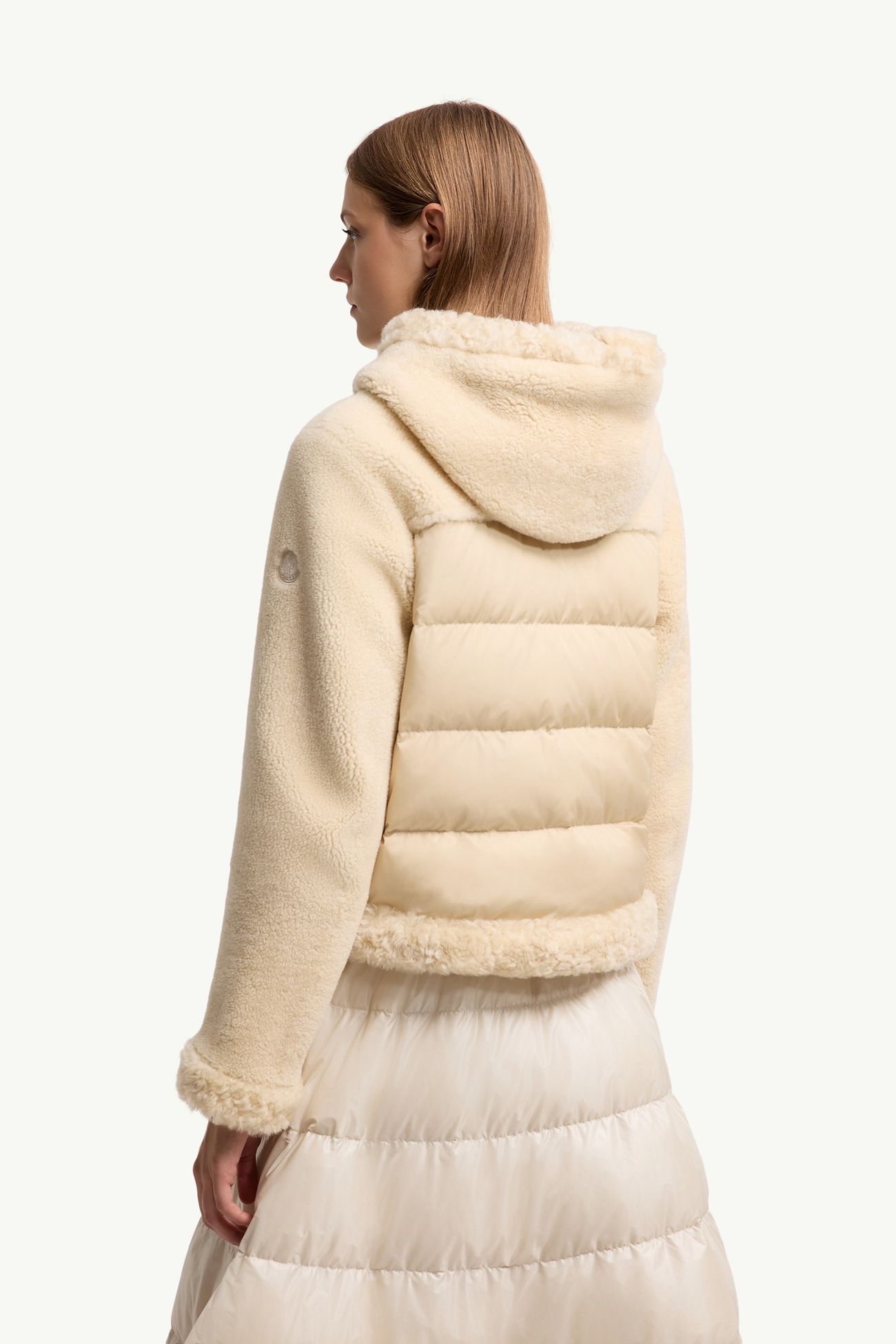 Leuctre連帽羔羊毛短身羽絨外套 女士 淺米色 Moncler 4