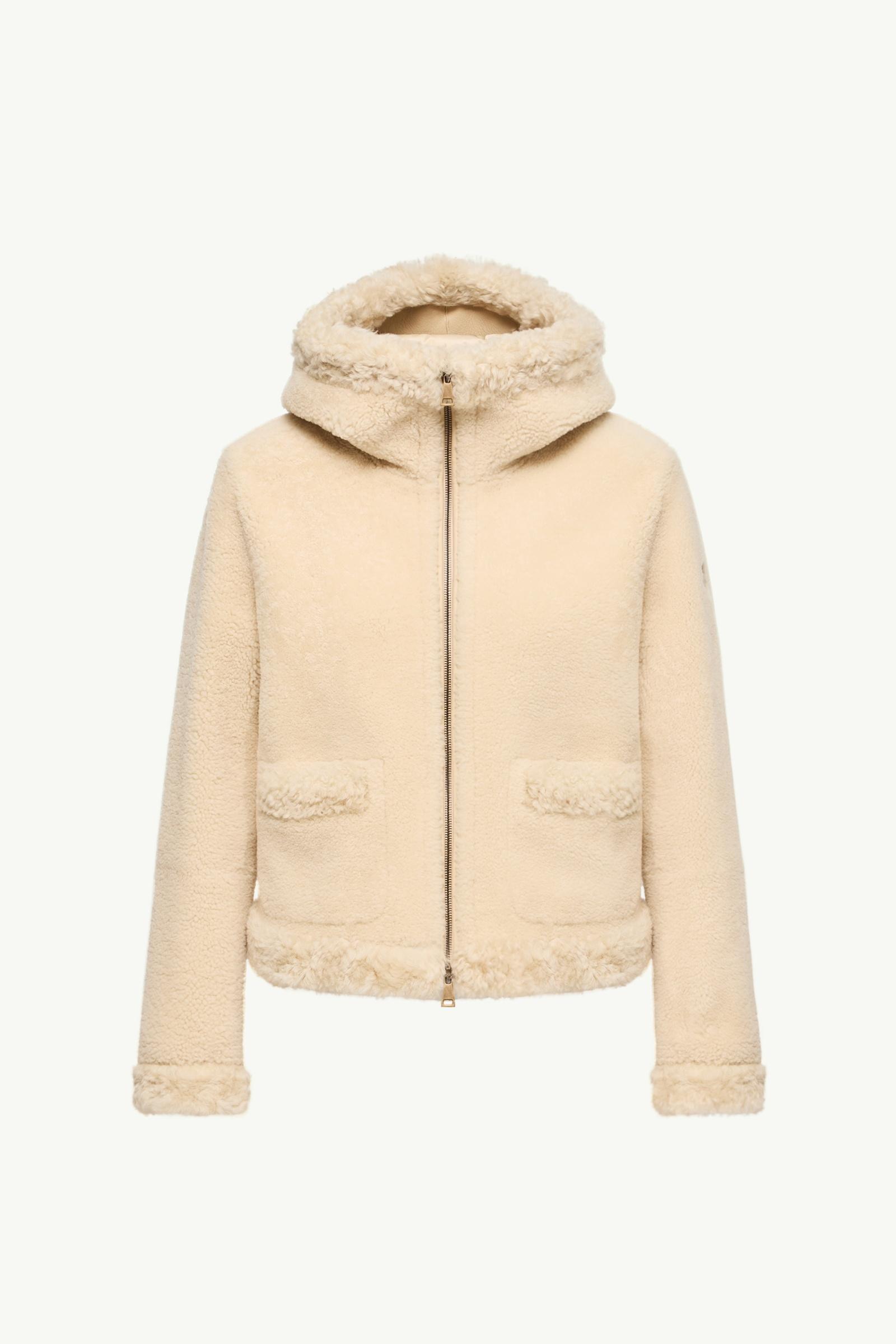 Leuctre連帽羔羊毛短身羽絨外套 女士 淺米色 Moncler, 1 of 0