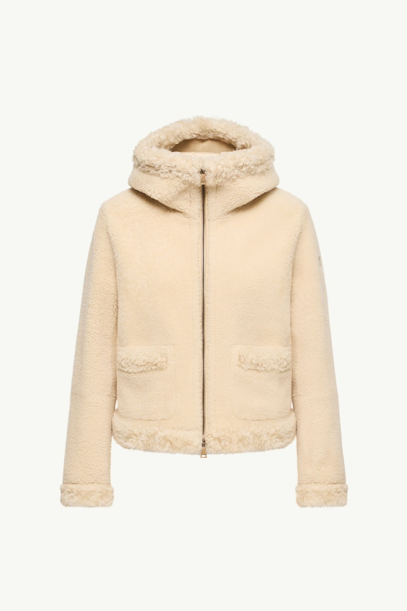 Leuctre連帽羔羊毛短身羽絨外套 女士 淺米色 Moncler 2