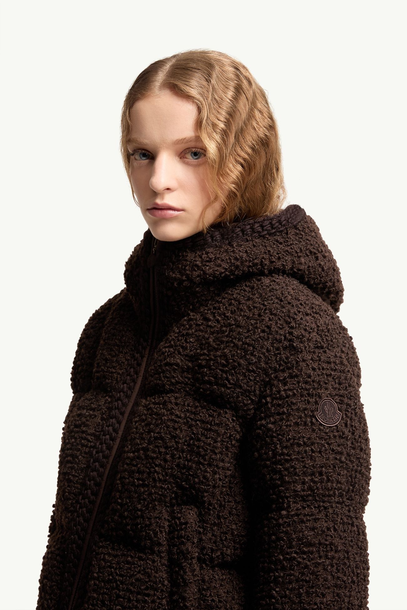 Cristallin Hooded Wool Blend Short Down Jacket Women Brown Moncler 1