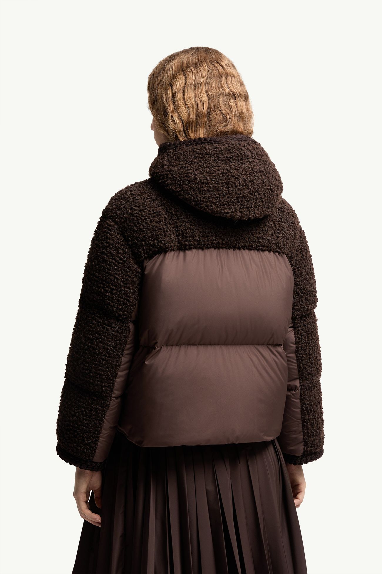 Cristallin Hooded Wool Blend Short Down Jacket Women Brown Moncler 4
