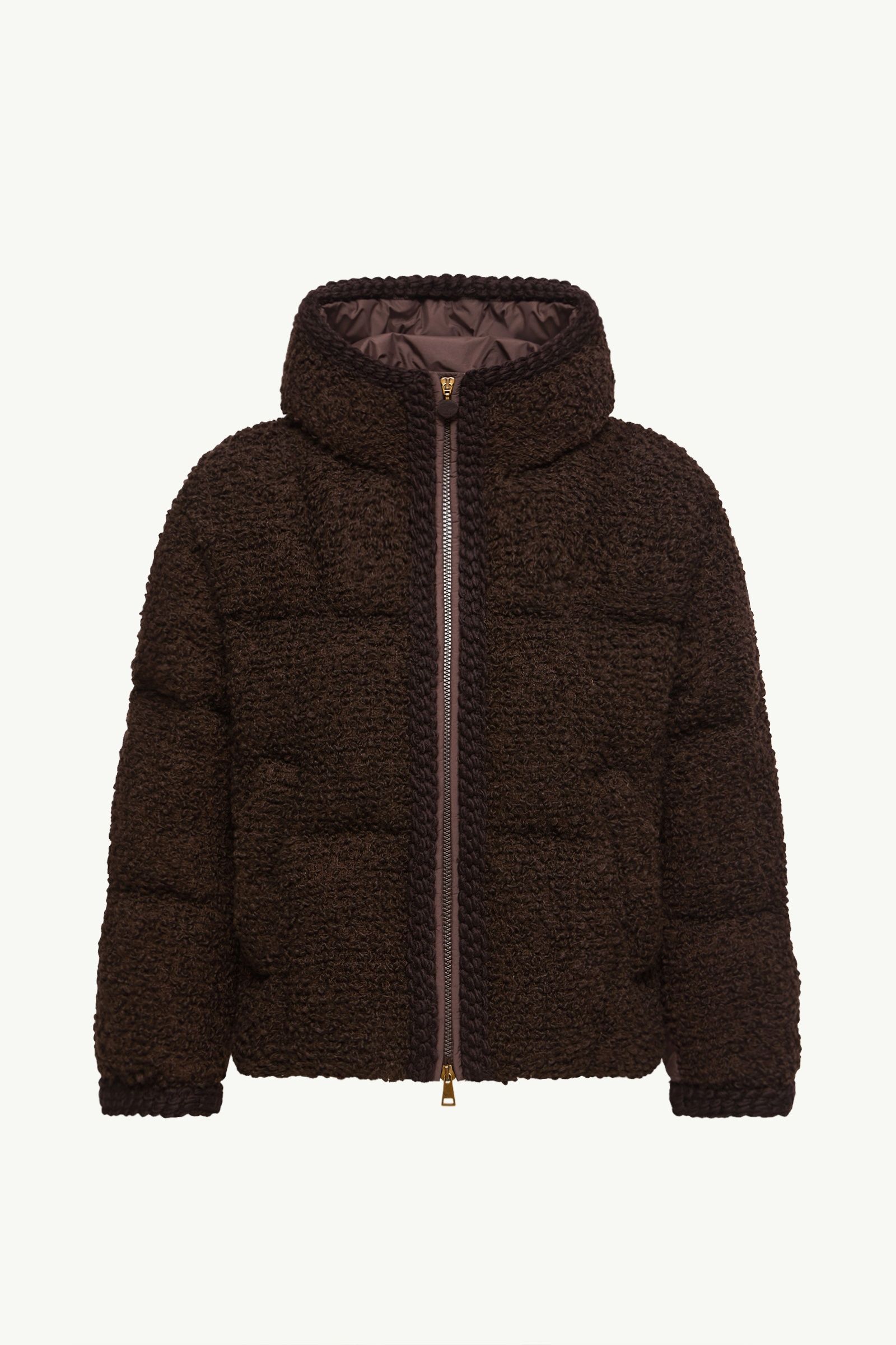 Cristallin Hooded Wool Blend Short Down Jacket Women Brown Moncler, 1 of 0