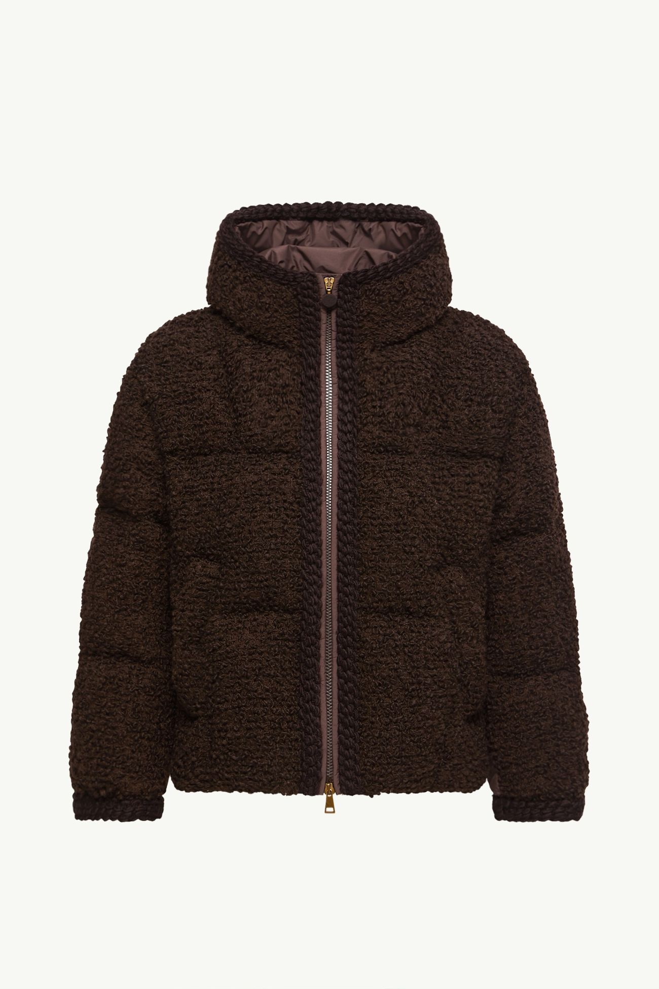 Cristallin Hooded Wool Blend Short Down Jacket Women Brown Moncler 2