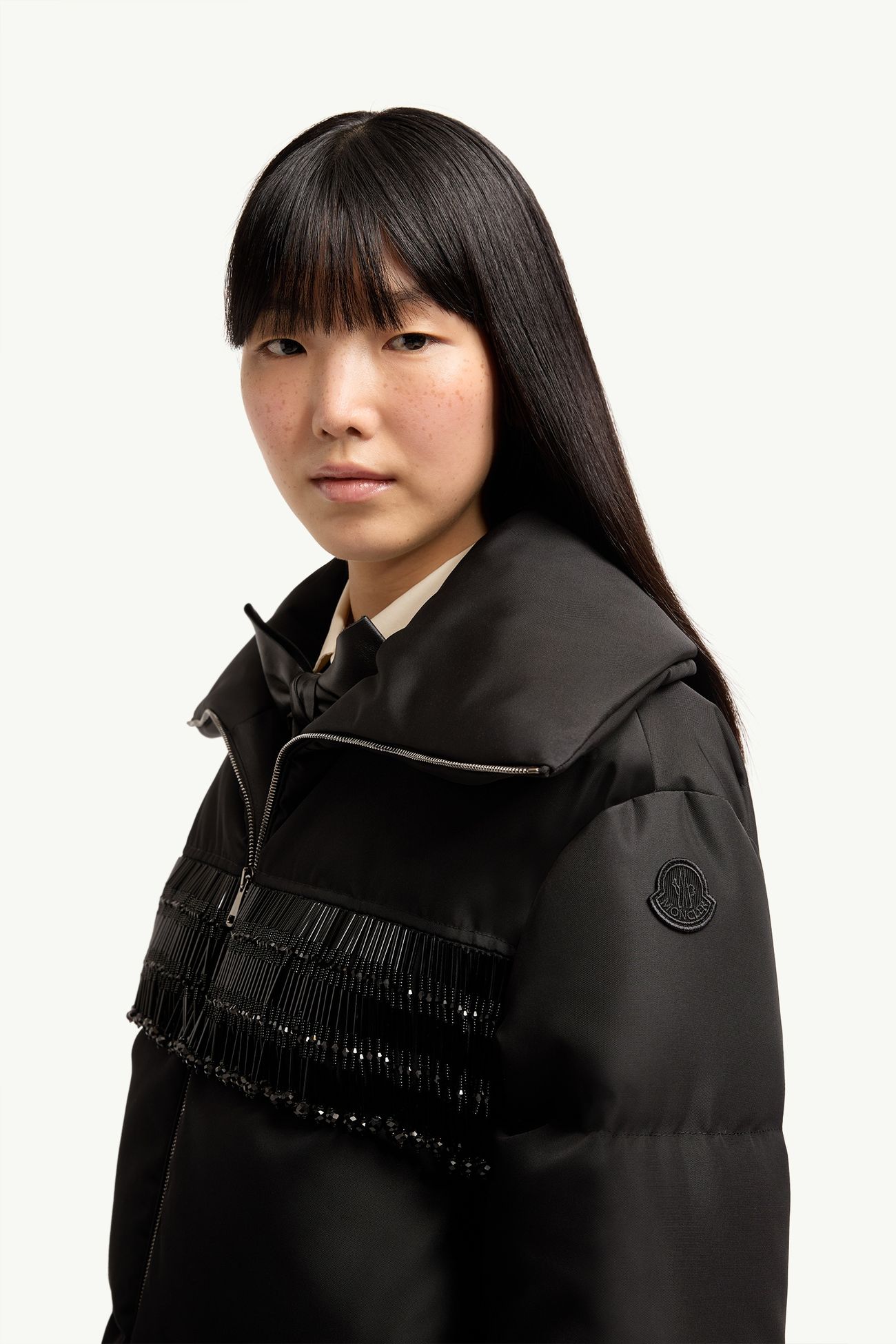 Piumino midi Manchot con finiture di perline Donna Nero Moncler 1