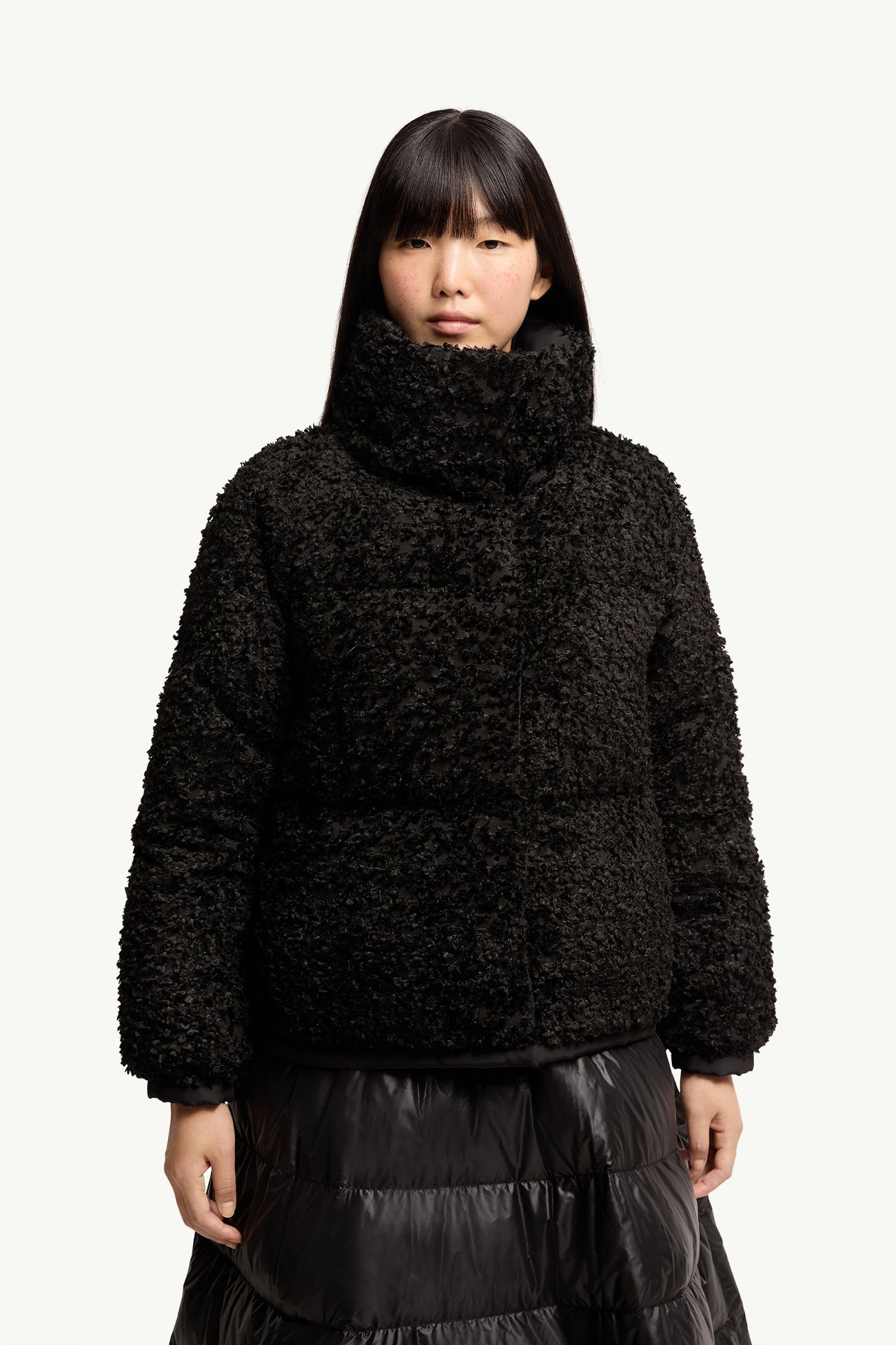 Sittelles 쇼트 자카드 필 쿠페 재킷 여성 블랙 Moncler 3