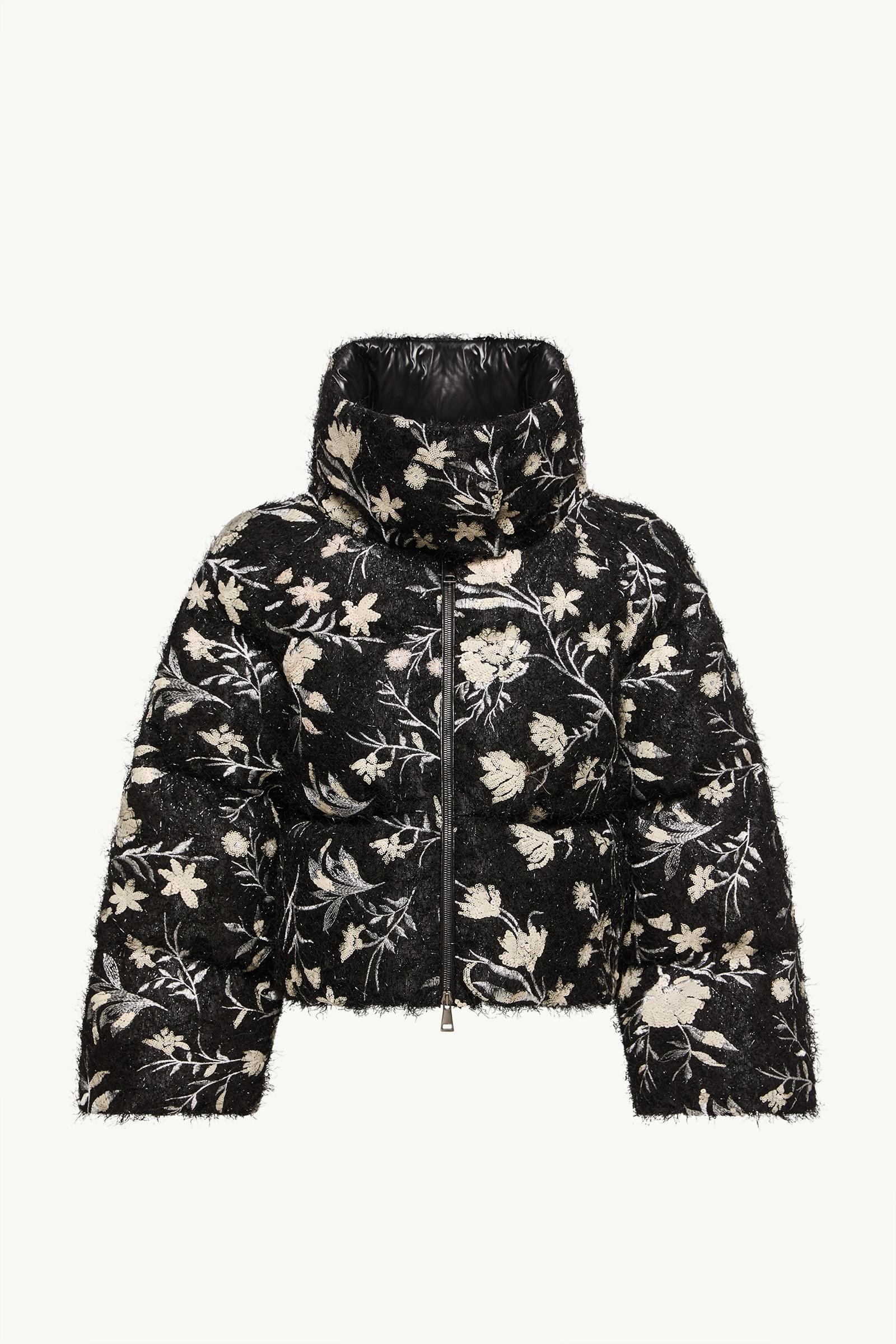 Perroquet Floral Sequin Short Down Jacket Women Black Moncler, 1 of 0