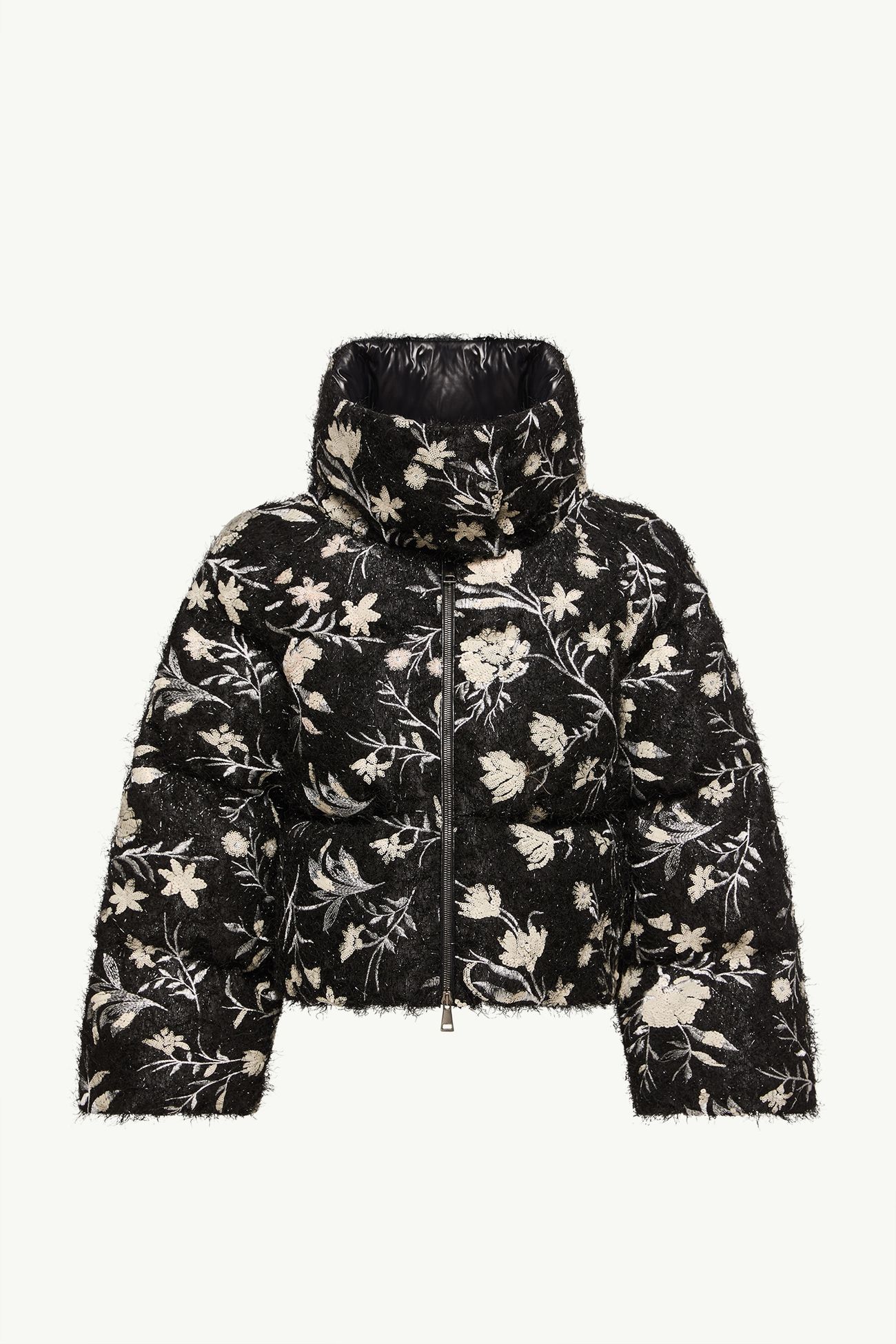 Perroquet kurze Daunenjacke mit Blumenmuster und Pailletten Damen Schwarz Moncler 2