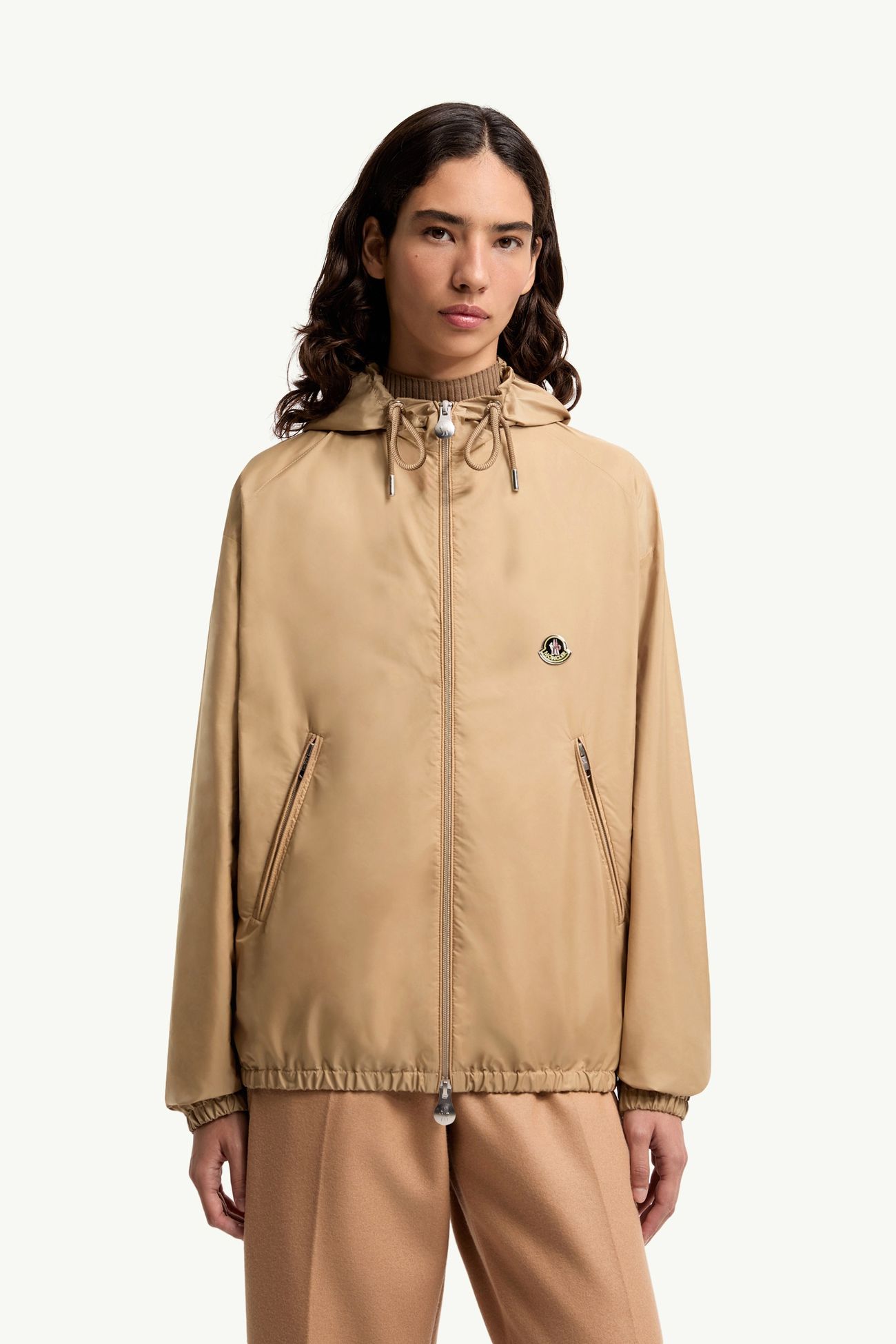Hooded Windbreaker Women Beige Moncler 3