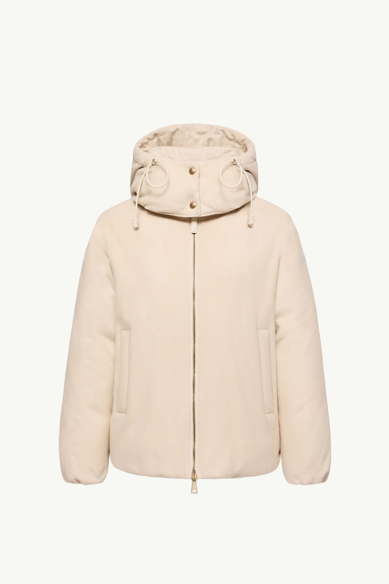 Plumífero corto con capucha de lana y cachemira Vivante Mujer Beige Claro Moncler 2