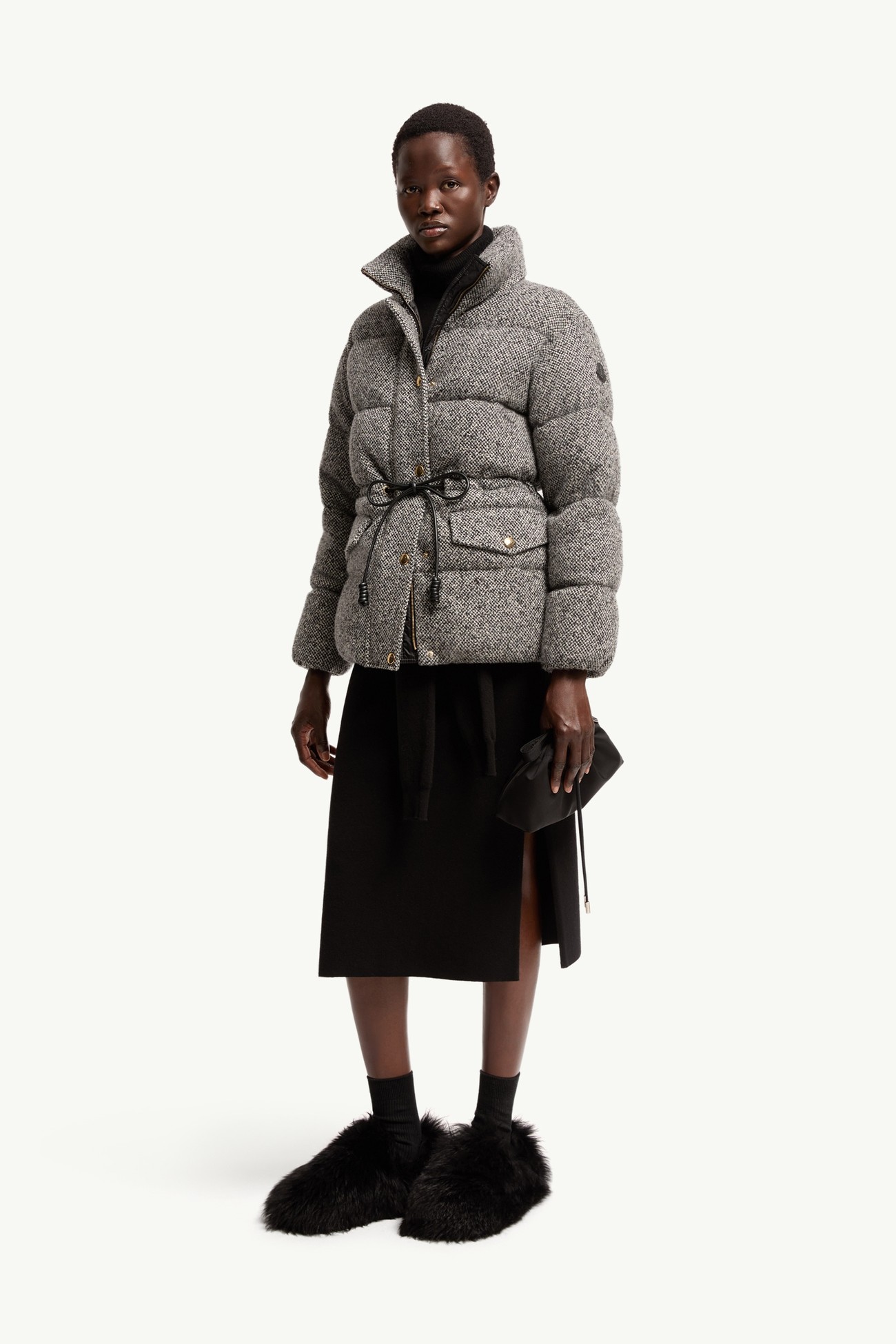 Diaphanes Hooded Short Down Jacket Women Gray Moncler 0