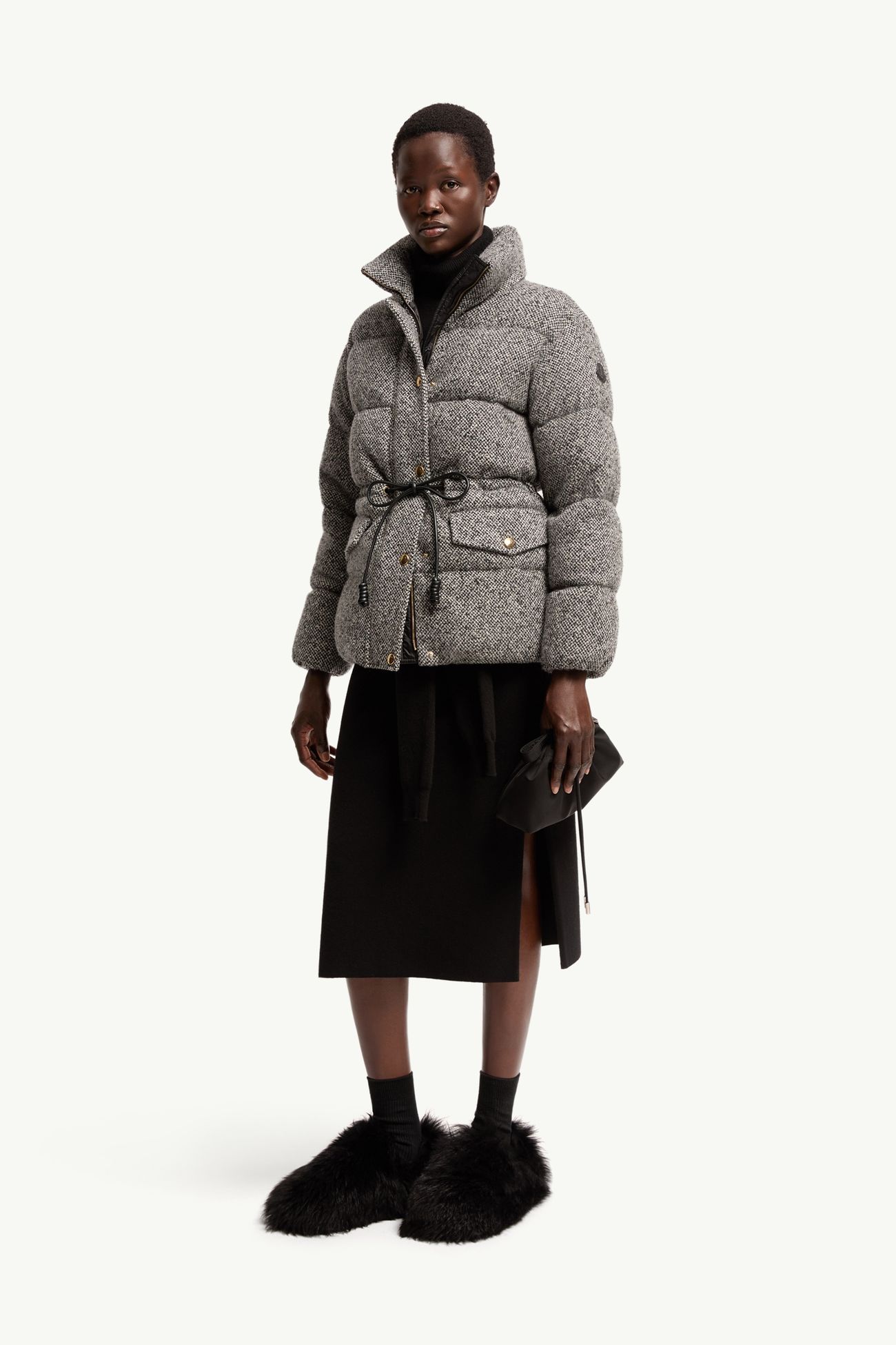 Diaphanes kurze Daunenjacke mit Kapuze Damen Grau Moncler 0