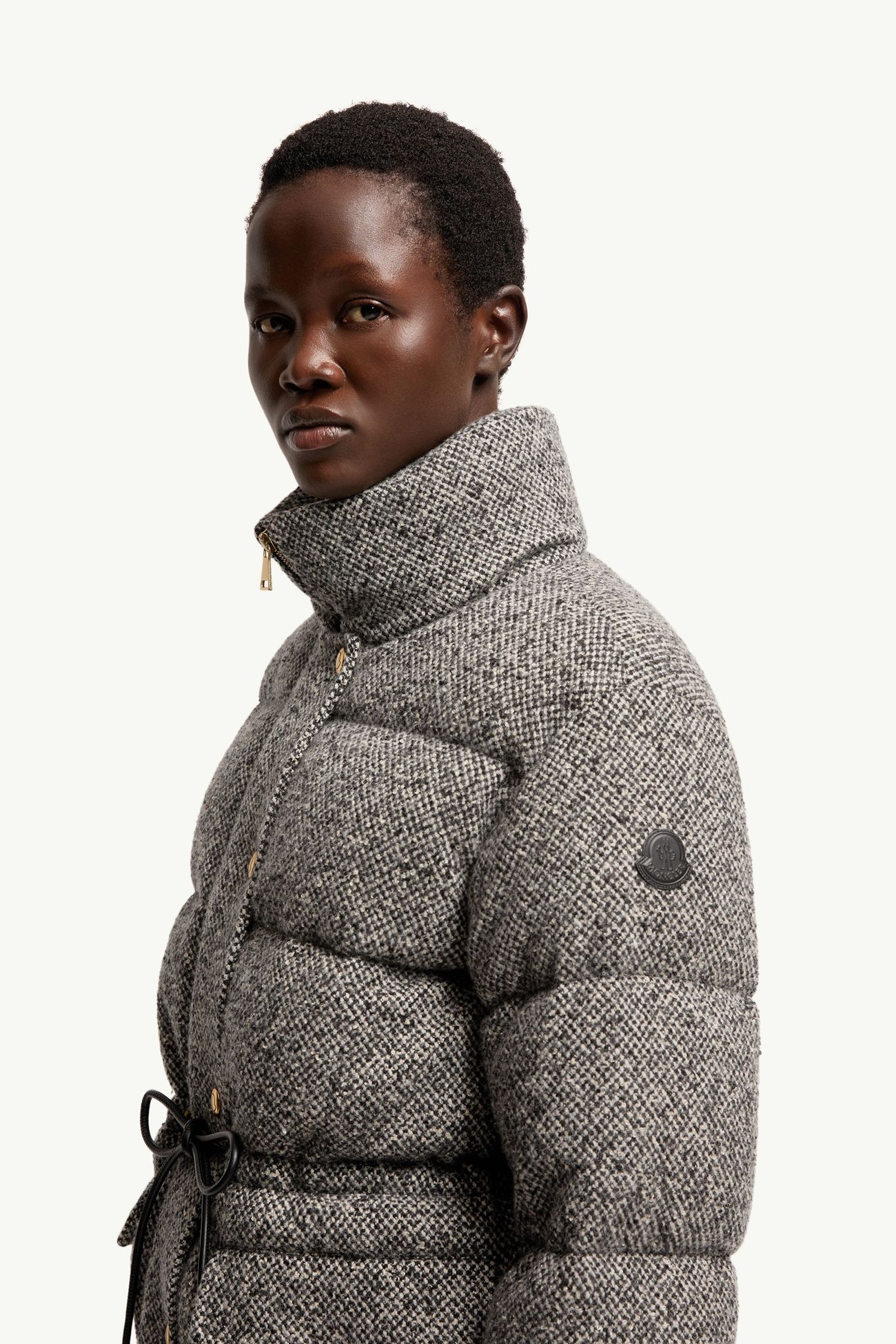 Diaphanes kurze Daunenjacke mit Kapuze Damen Grau Moncler 1