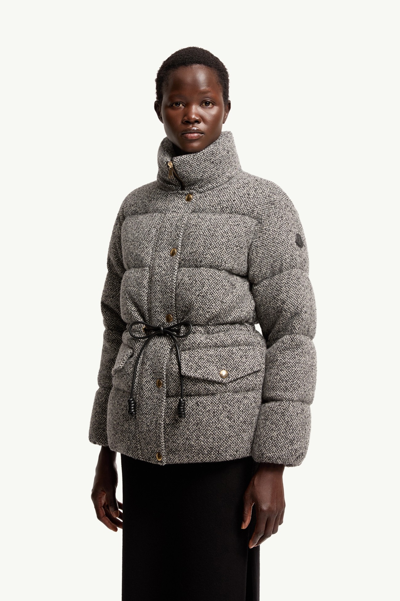 Diaphanes Hooded Short Down Jacket Women Gray Moncler 3