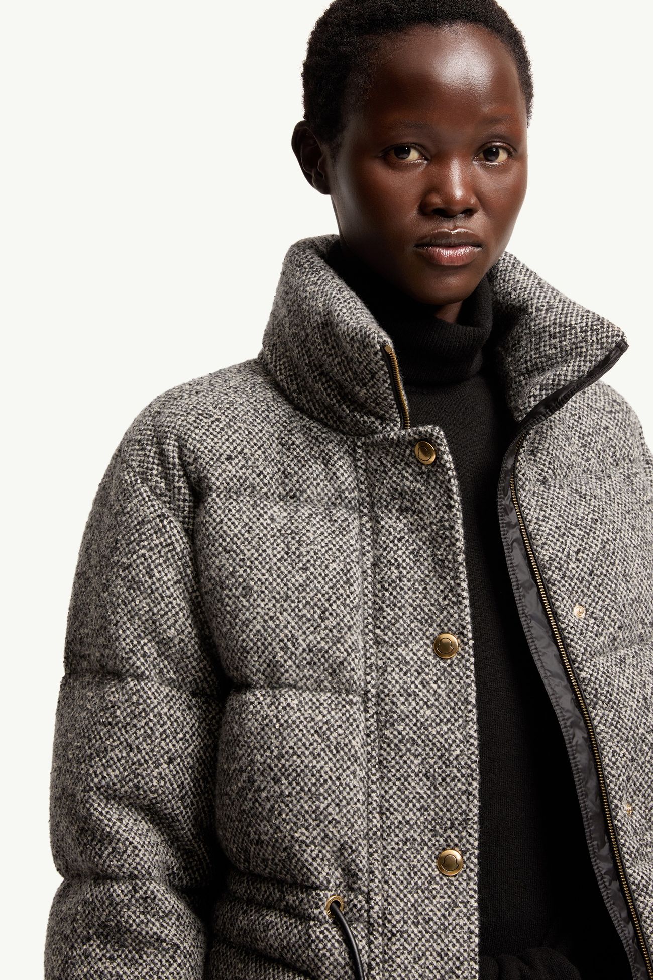 Diaphanes kurze Daunenjacke mit Kapuze Damen Grau Moncler 5