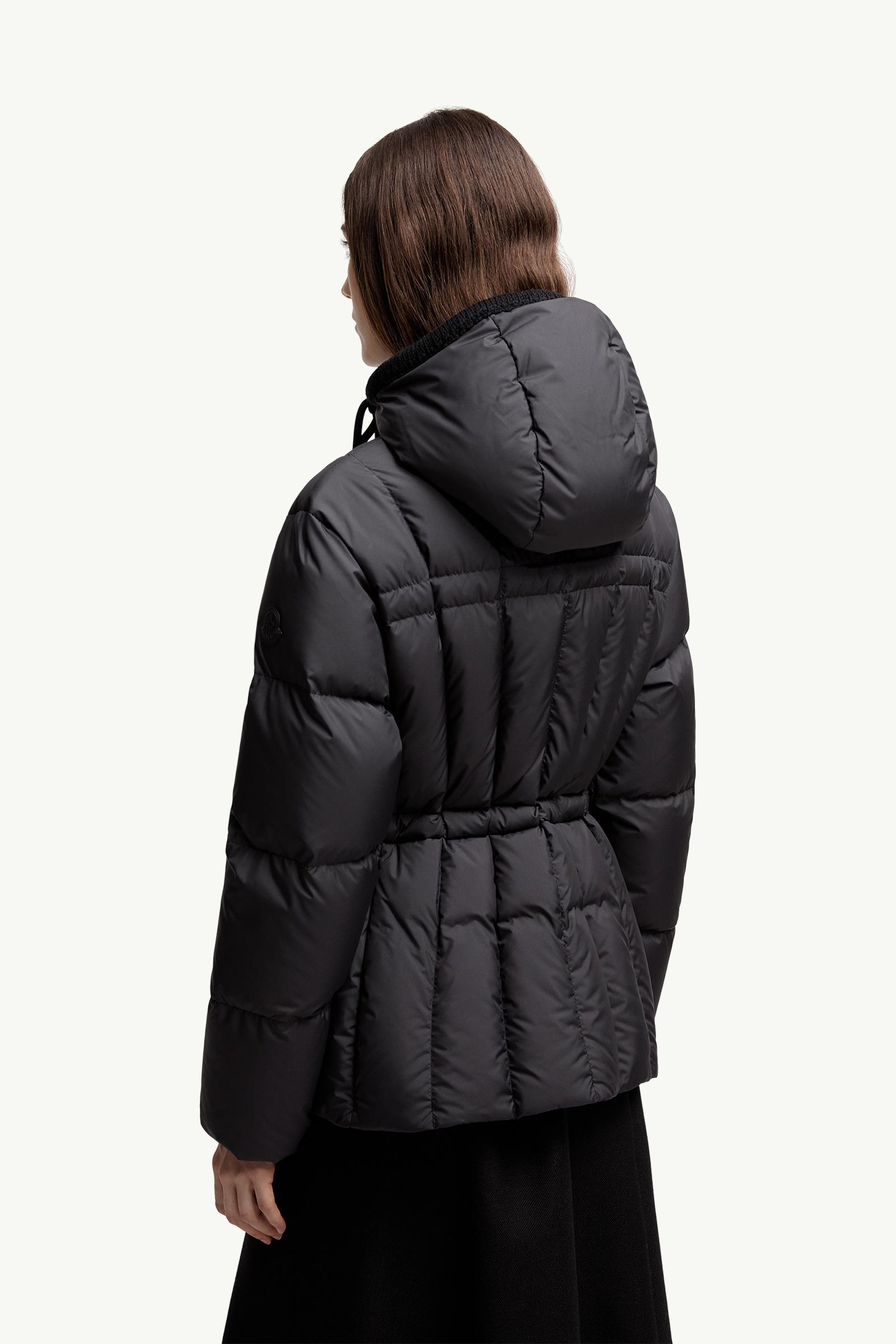 Black Estom Vertical-Quilted Hooded Short Down Jacket - Short Down
