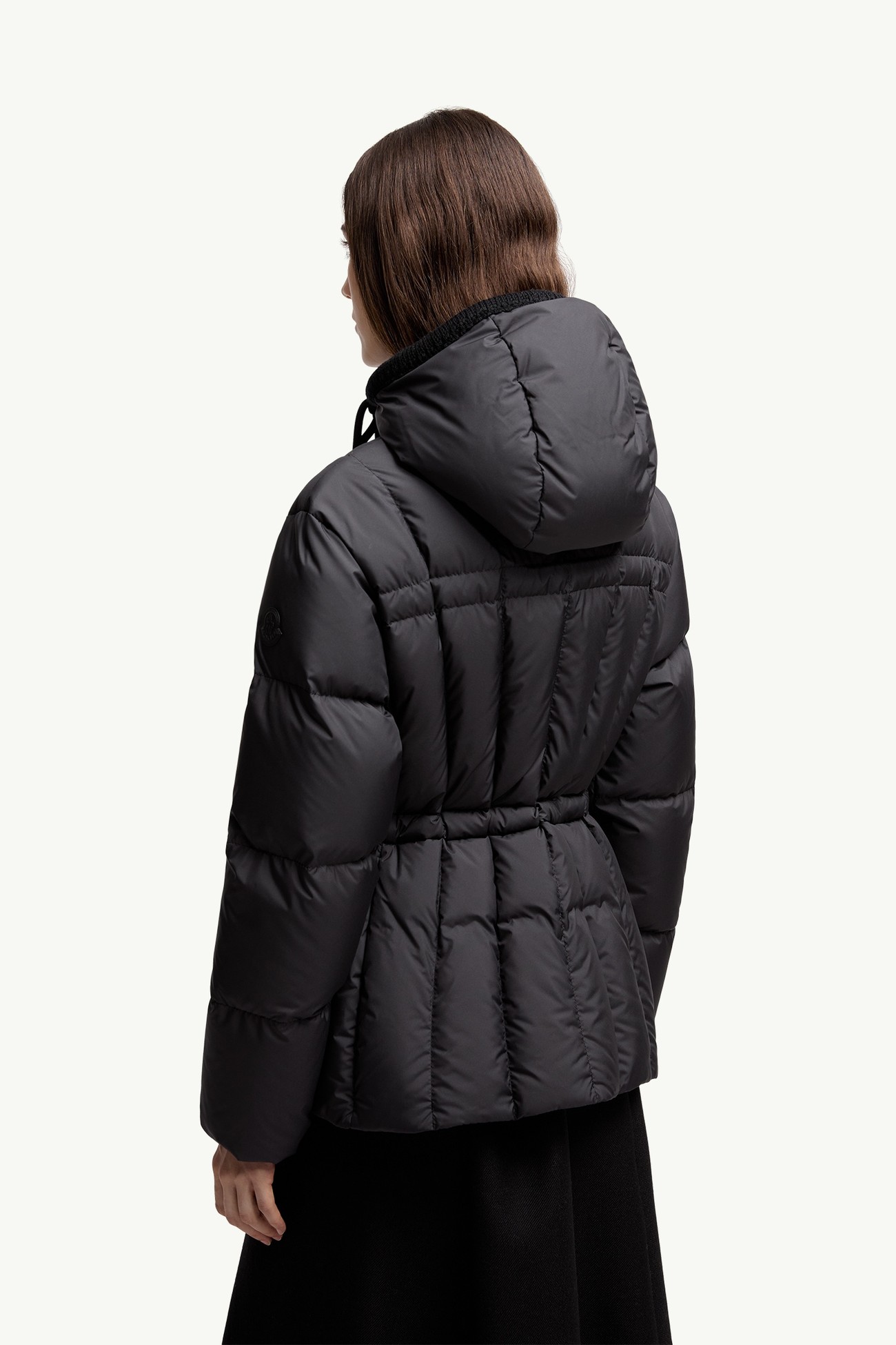 Estom Vertical-Quilted Hooded Short Down Jacket Women Black Moncler 4