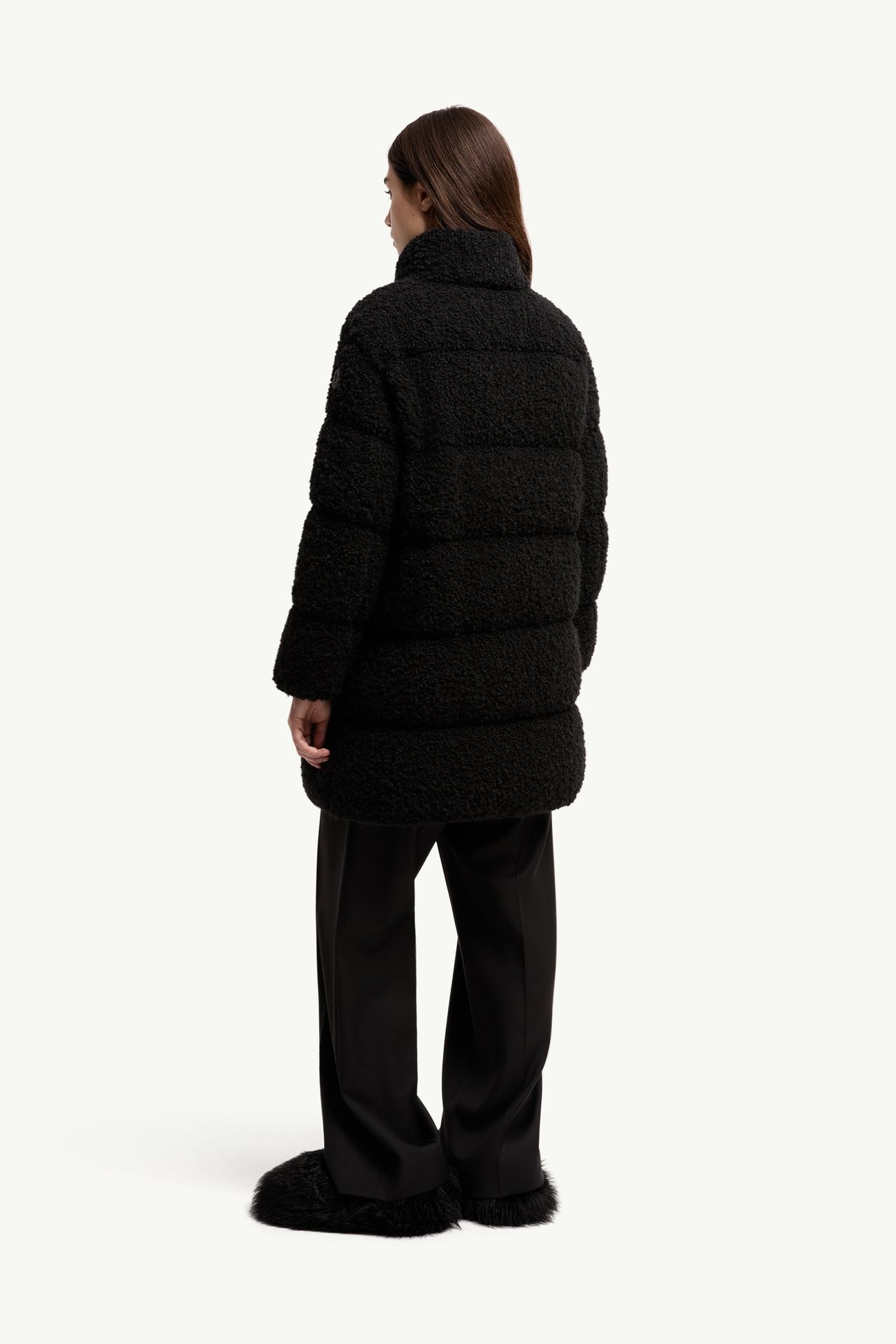 Remarquable粗花呢中長羽絨外套 女士 黑色 Moncler 4