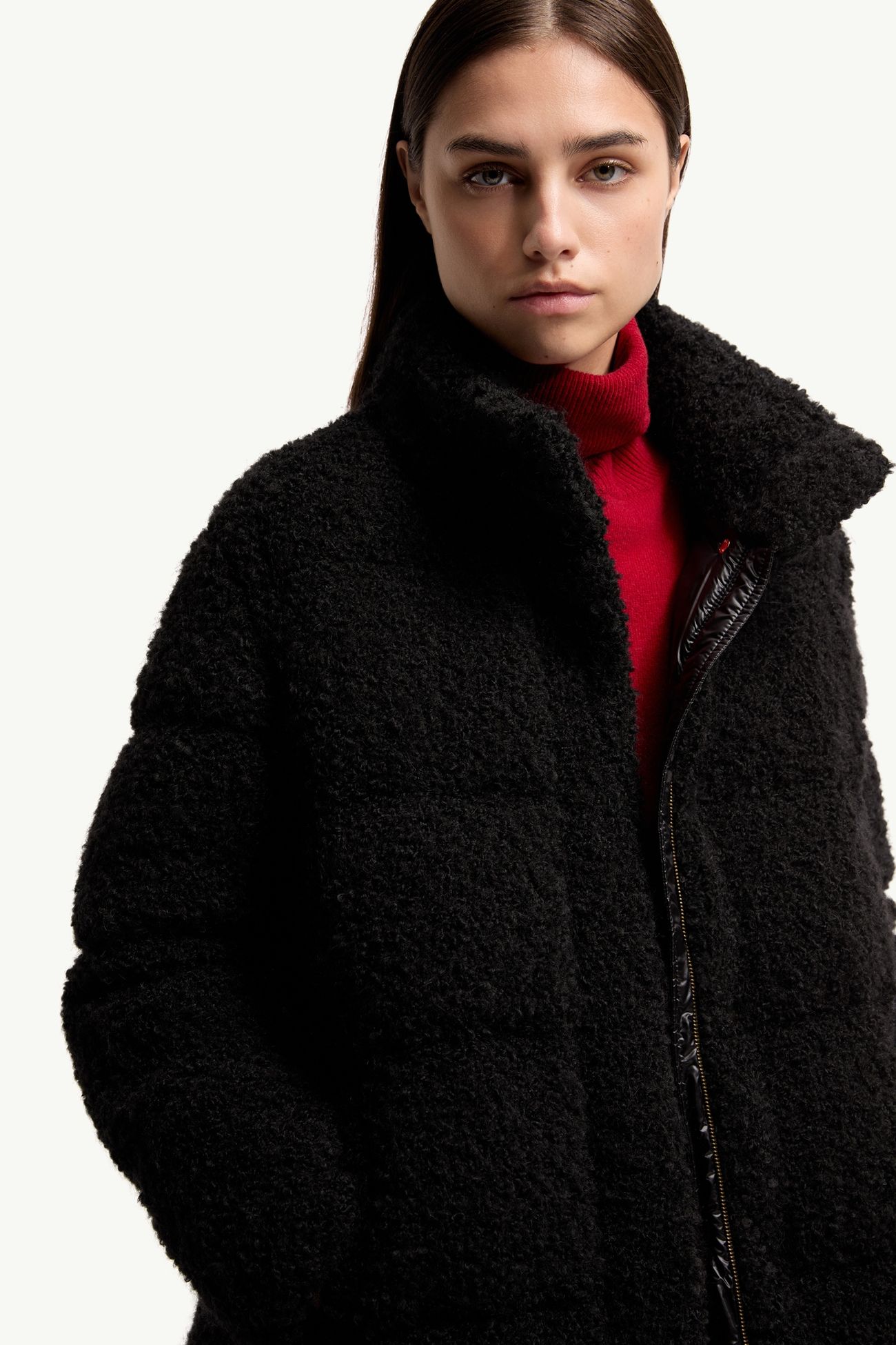Remarquable粗花呢中長羽絨外套 女士 黑色 Moncler 5