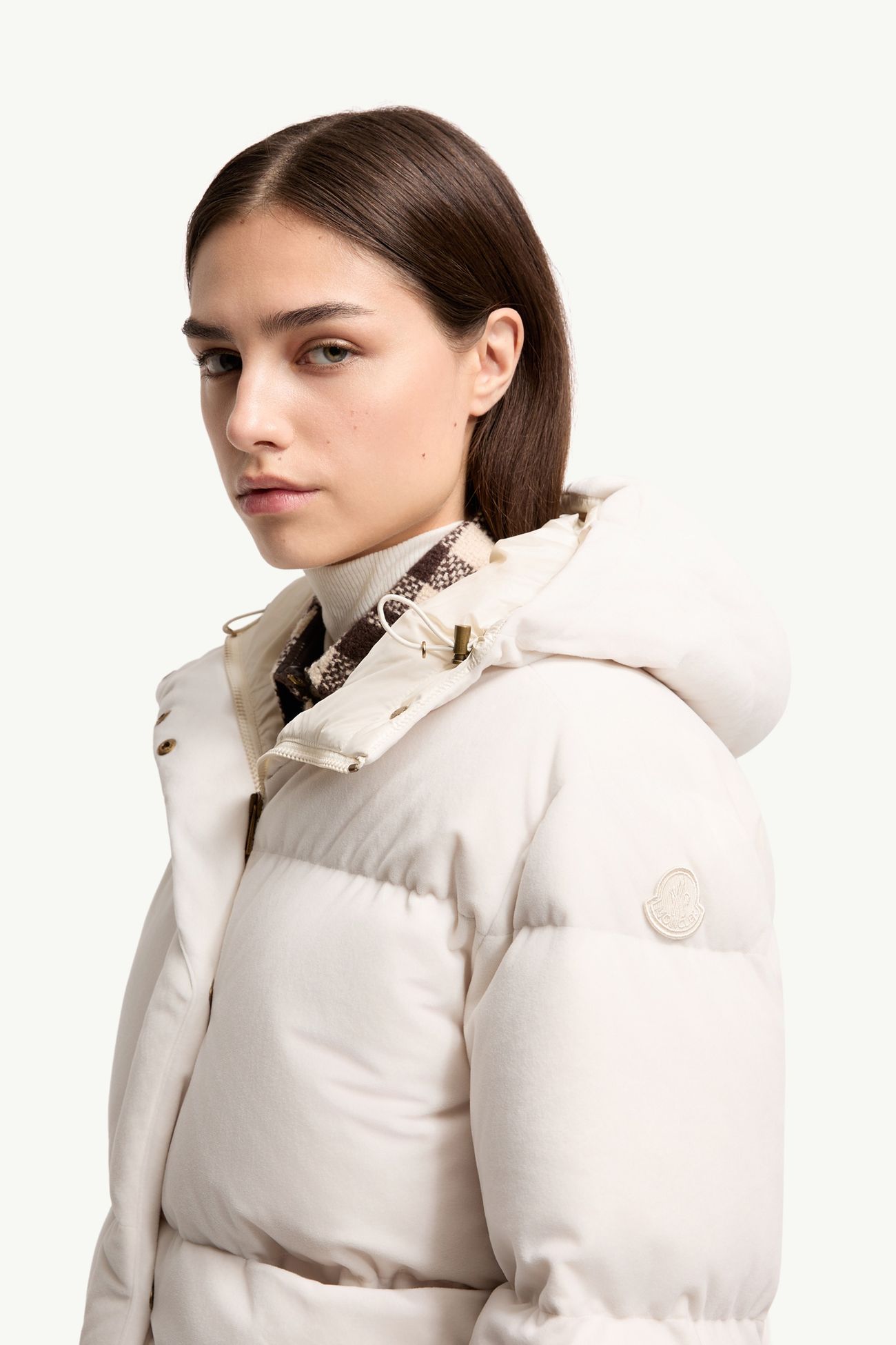 Enigme 후드 셔닐 쇼트 다운 재킷 여성 화이트 Moncler 1