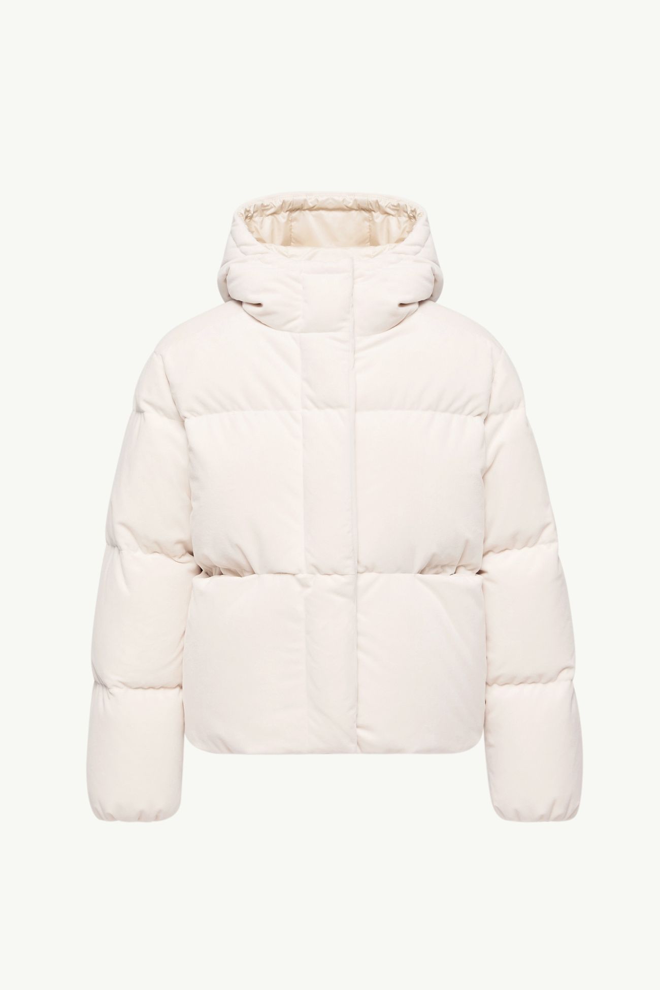Enigme Hooded Chenille Short Down Jacket Women White Moncler 2