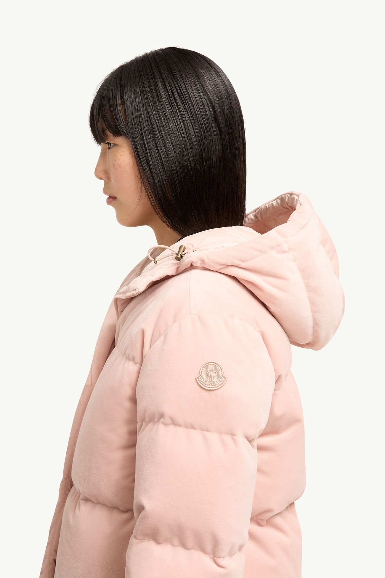 Enigme Chenille-Kurzdaunenjacke mit Kapuze Damen Pink Moncler 1