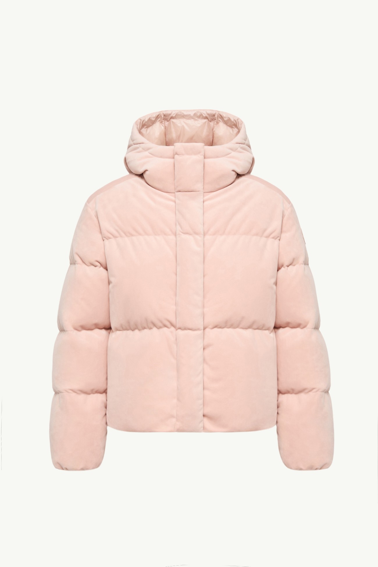 Piumino corto Enigme in ciniglia con cappuccio Donna Rosa Moncler 2