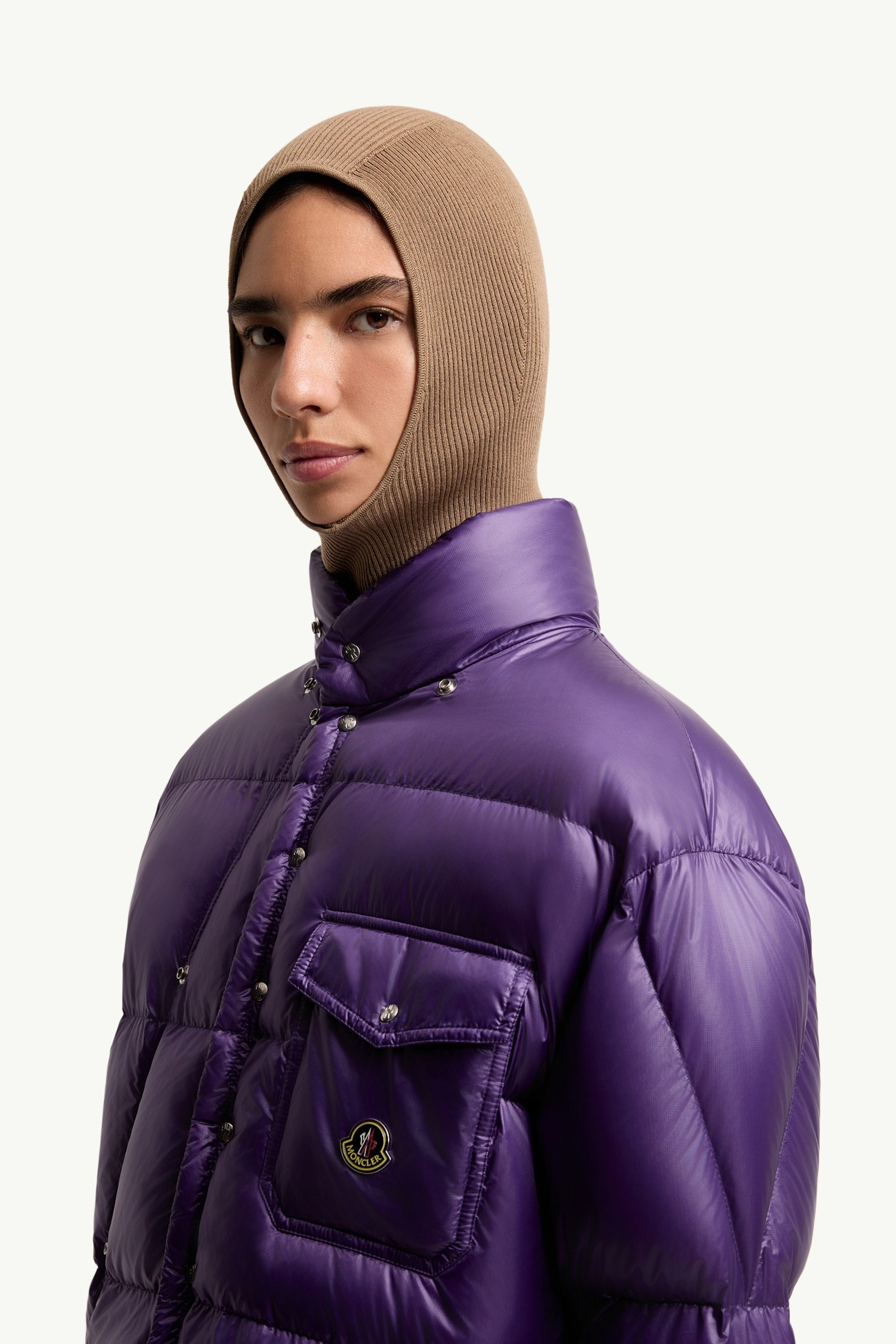 Karakorum Hooded Short Down Jacket Women Purple Moncler 1
