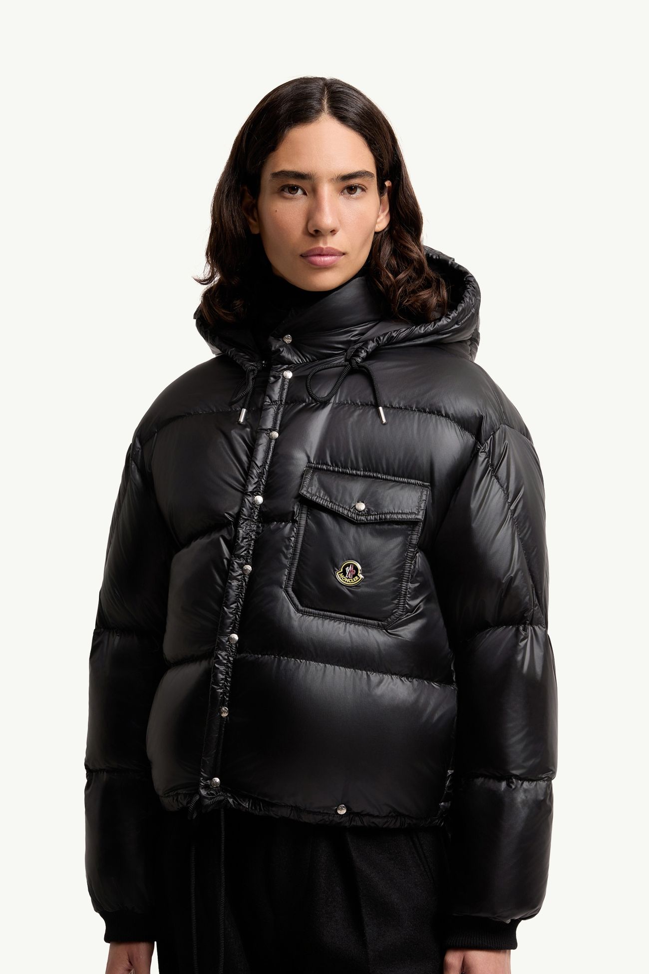 Piumino corto Karakorum con cappuccio Donna Nero Moncler 5