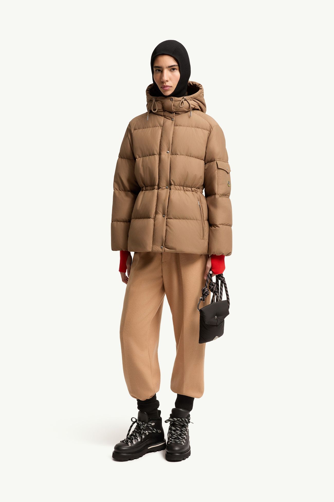 Himalaya Hooded Short Down Jacket Women Light Brown Moncler 0
