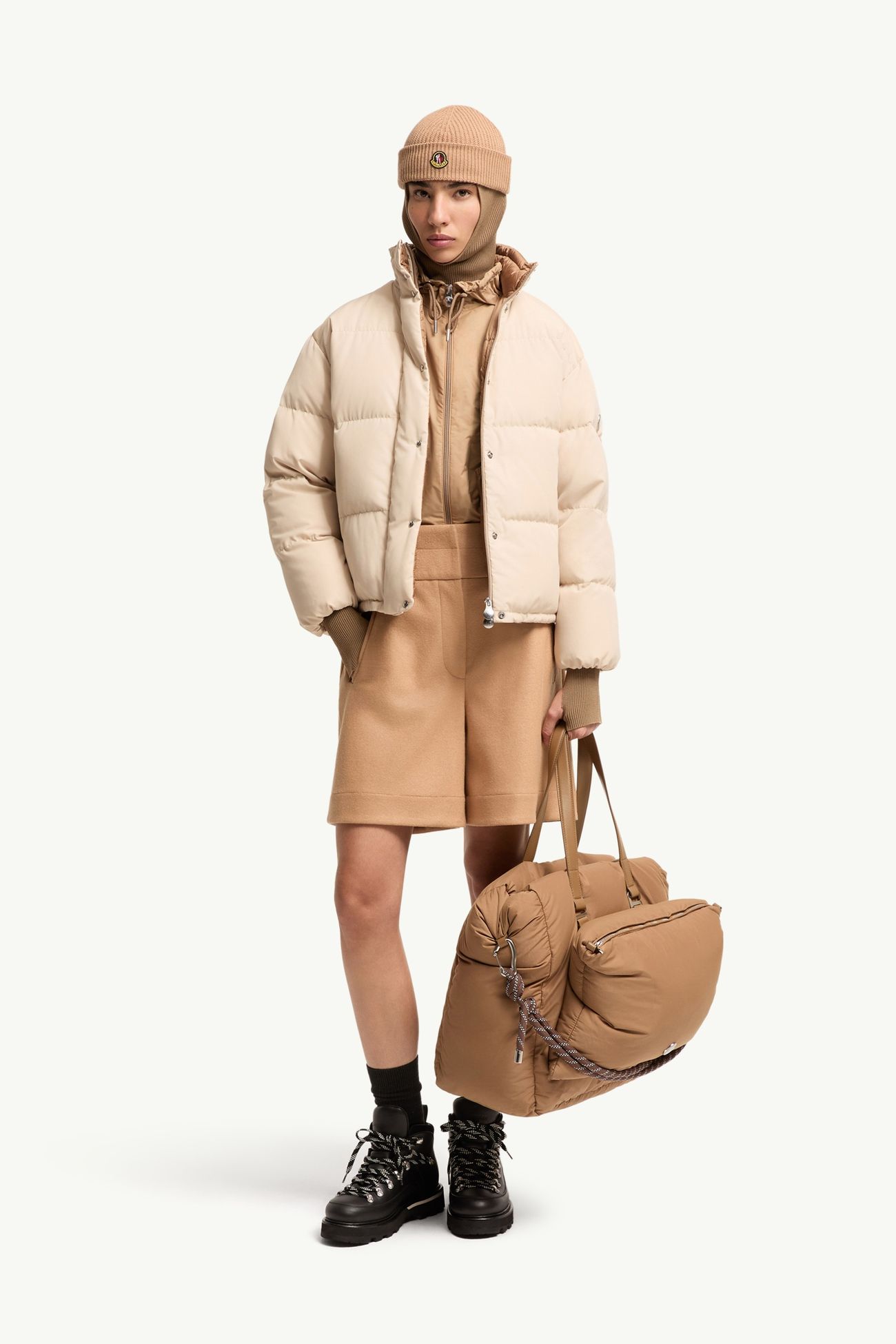 Verone皮革飾邊短身羽絨外套 女士 淺米色 Moncler 0