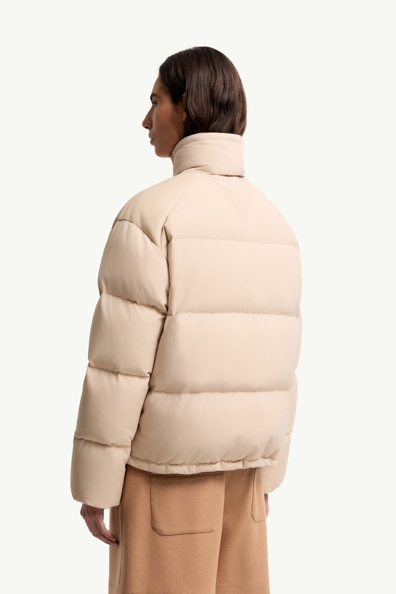 Verone皮革飾邊短身羽絨外套 女士 淺米色 Moncler 4