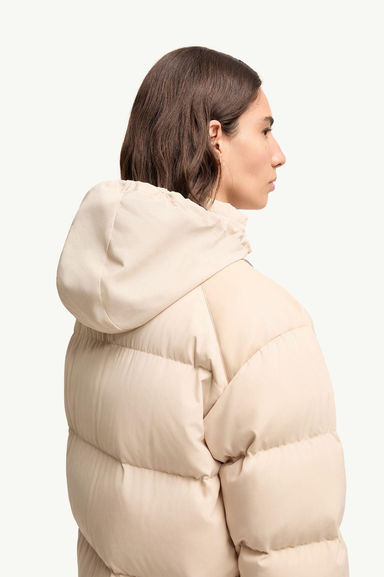 Verone Leather-Trimmed Short Down Jacket Women Light Beige Moncler 6