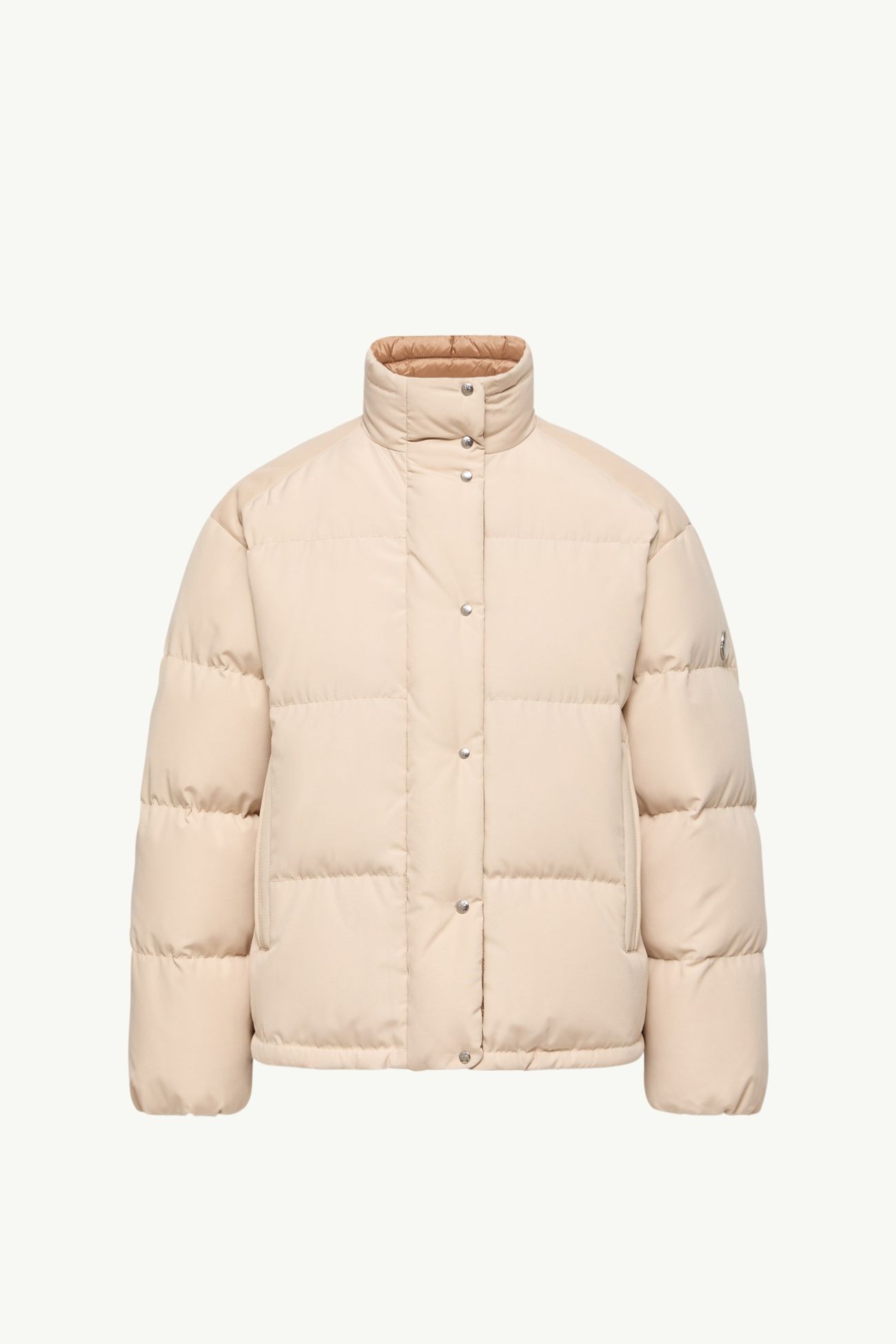 Piumino corto Verone con finiture in pelle Donna Beige Chiaro Moncler 2