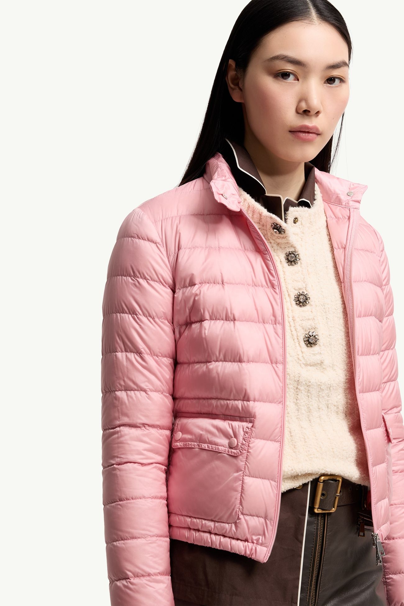 Lans Short Down Jacket Women Rose Pink Moncler 5
