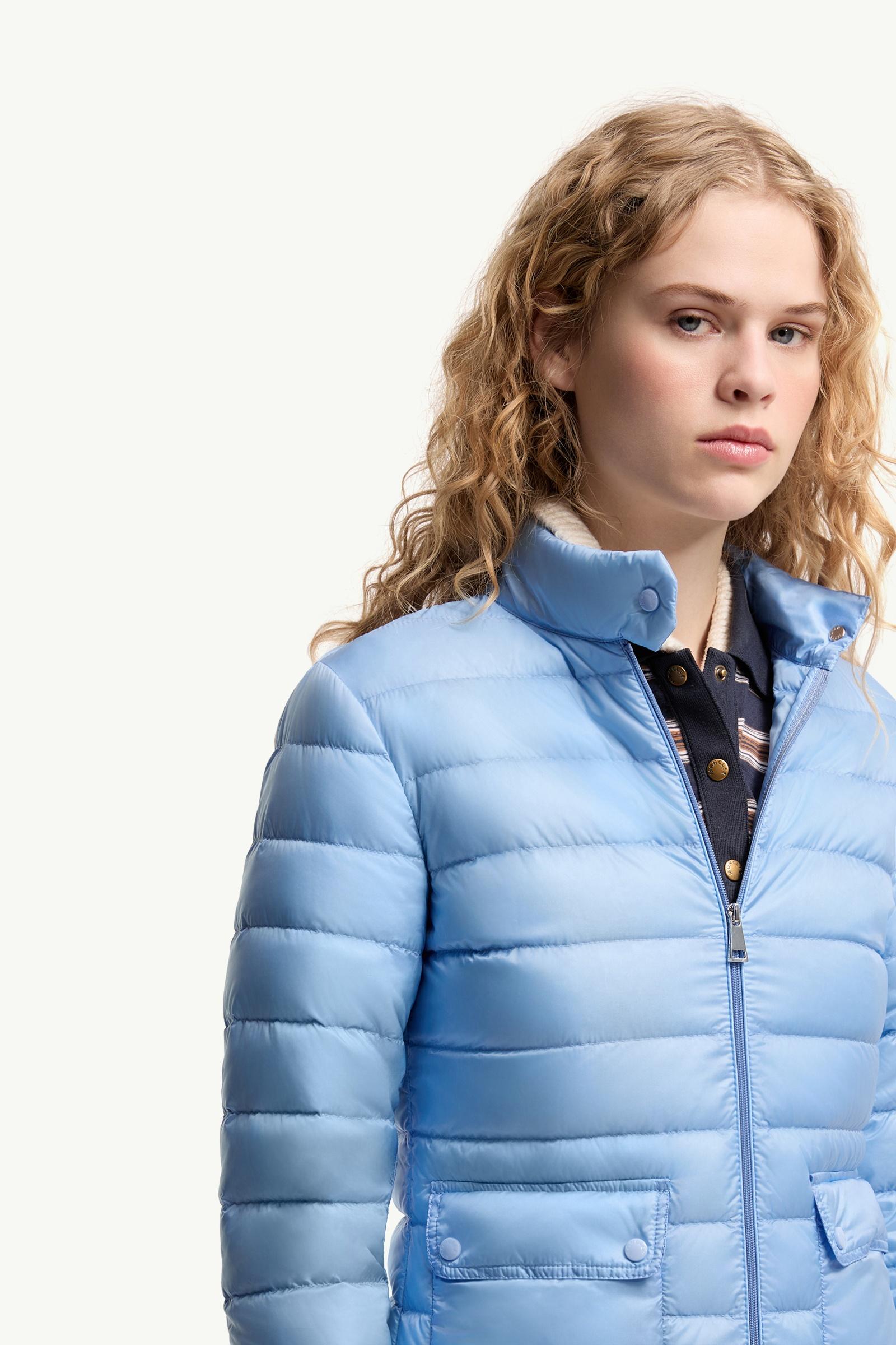 Light Blue Lans Packable Short Down Jacket - Lightweight Down