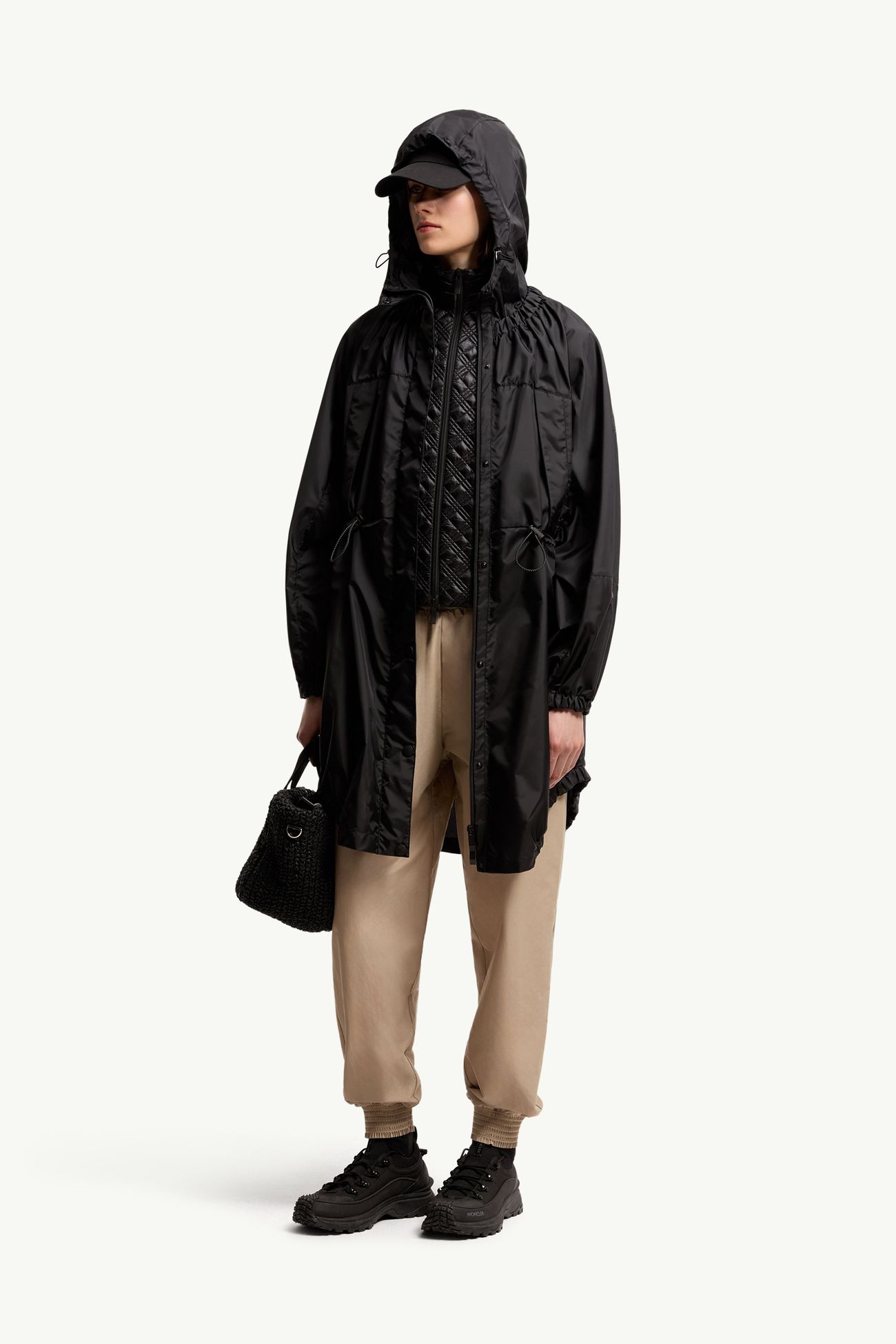 Parka longue Expression en toile Femmes Noir Moncler 0