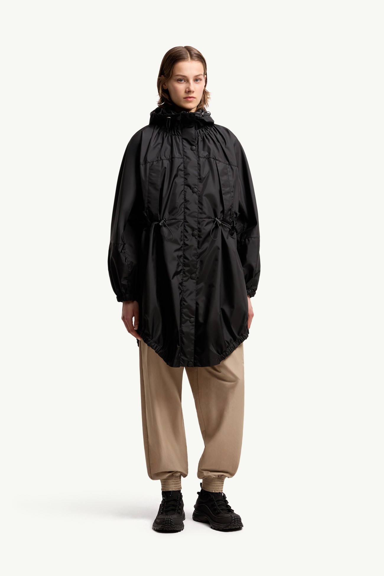 Expression帆布長身派克大衣 女士 黑色 Moncler 3