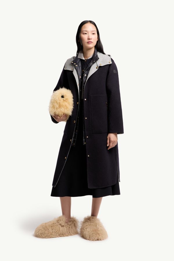 Anthrene女士三合一羊毛和山羊绒混纺连帽羽绒夹克外套 女士 海军蓝色 Moncler 0