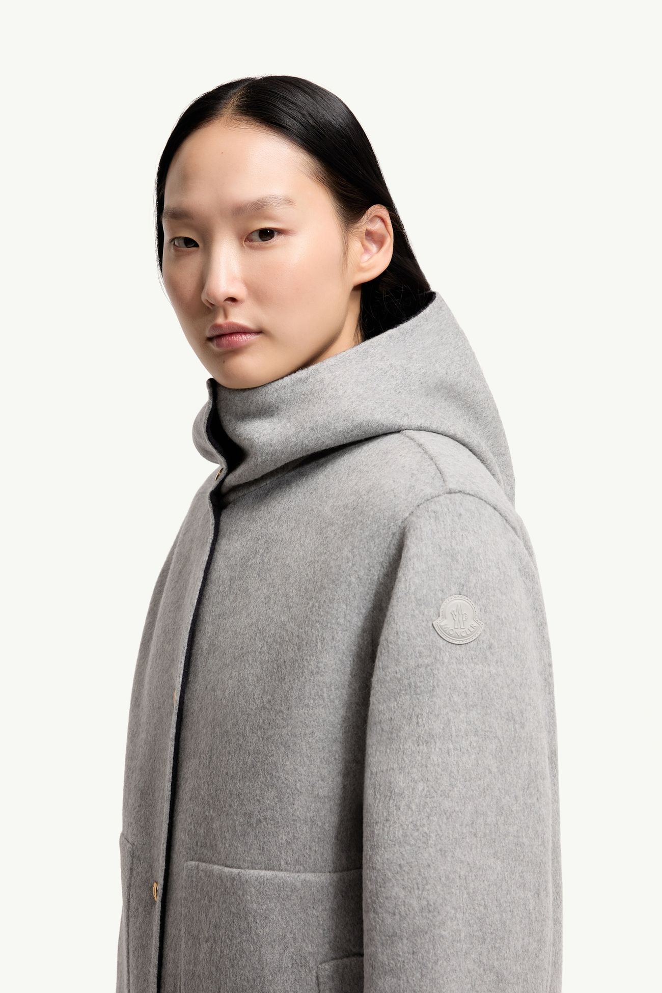 Piumino con cappuccio in misto lana e cashmere 3 in 1 Anthrene Donna Blu Navy Moncler 1