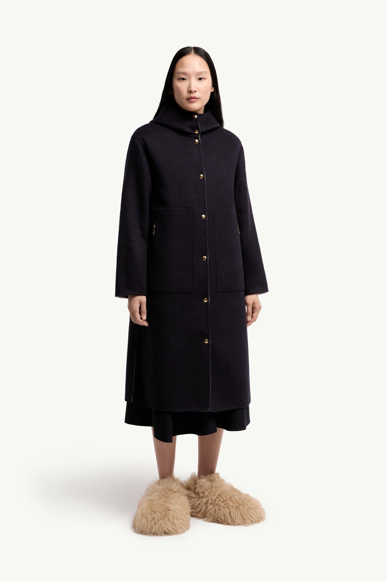 Plumífero con capucha de mezcla de lana y cachemira 3 en 1 Anthrene Mujer Azul marino Moncler 3