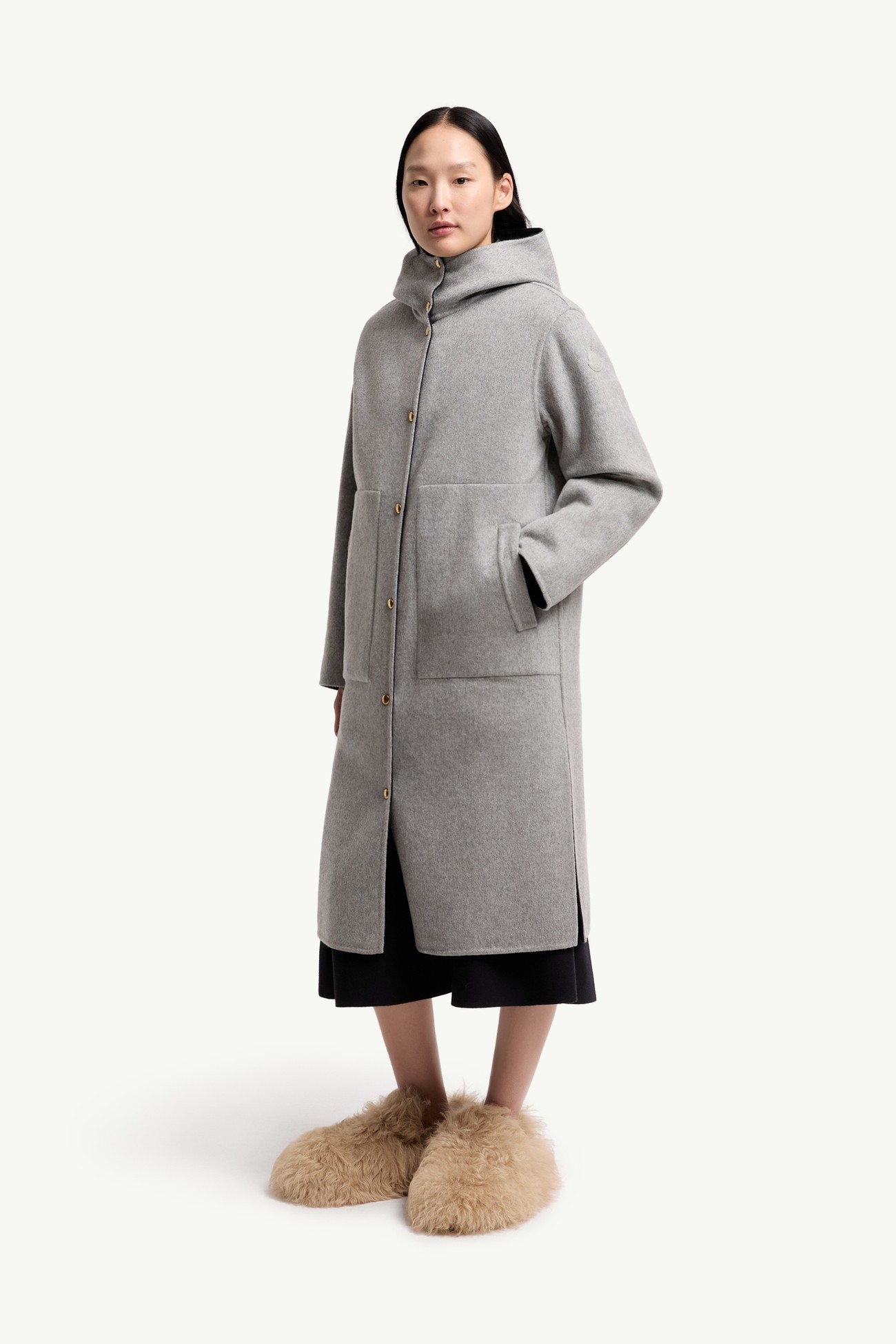 Piumino con cappuccio in misto lana e cashmere 3 in 1 Anthrene Donna Blu Navy Moncler 5