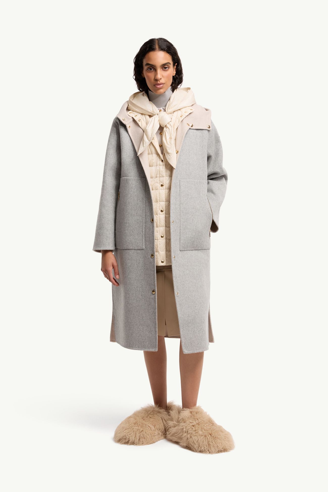 Anthrene三合一羊毛羊絨混紡連帽羽絨外套 女士 灰色 Moncler 0