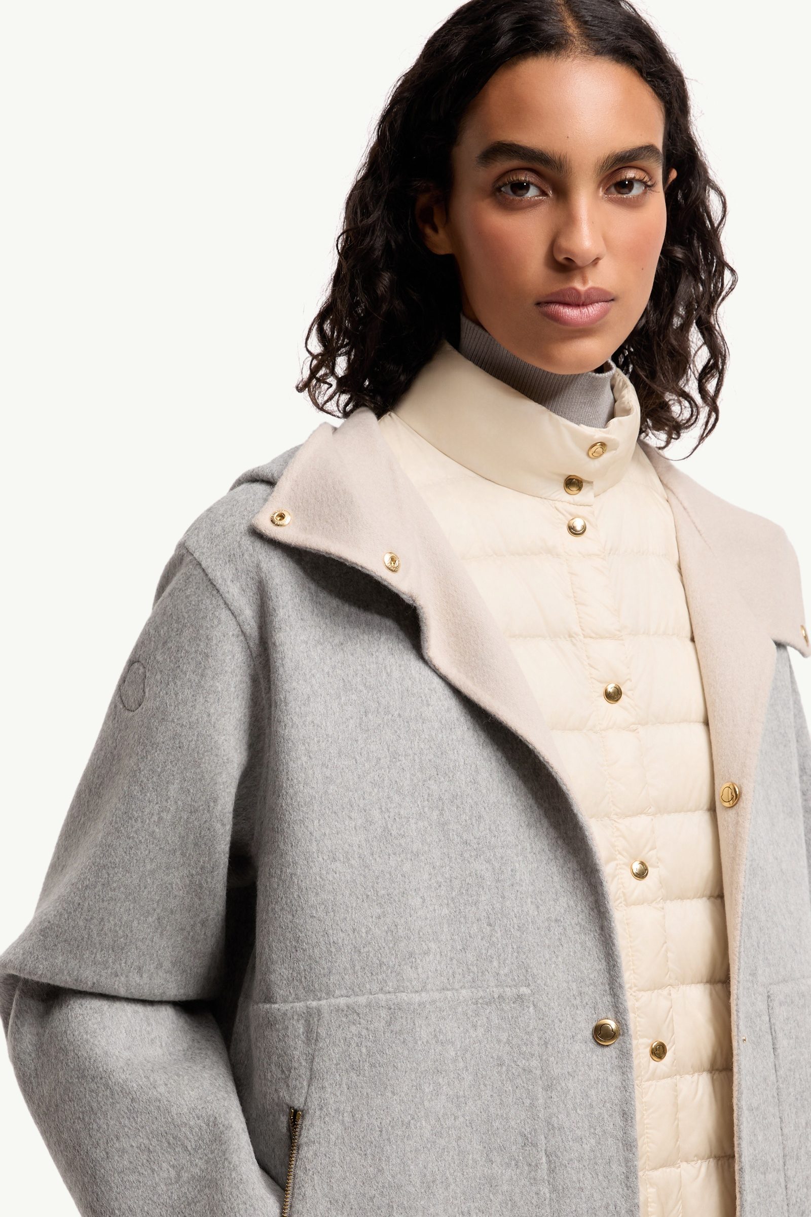 Grey Anthrene 3-in-1 Wool & Cashmere Blend Hooded Down Jacket