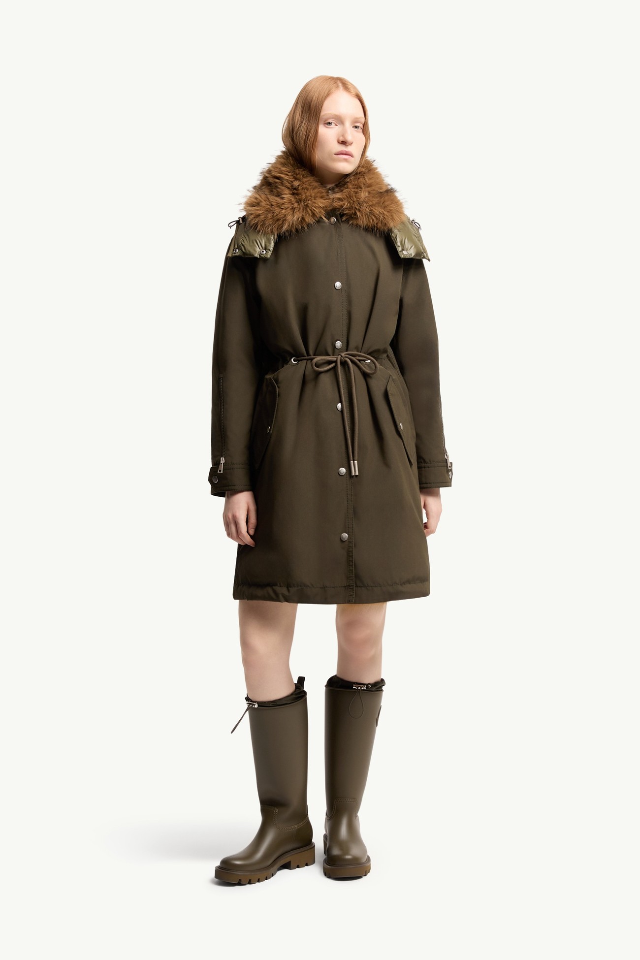 Parka lungo imbottito Halicte con cappuccio Donna Verde Scuro Moncler 3