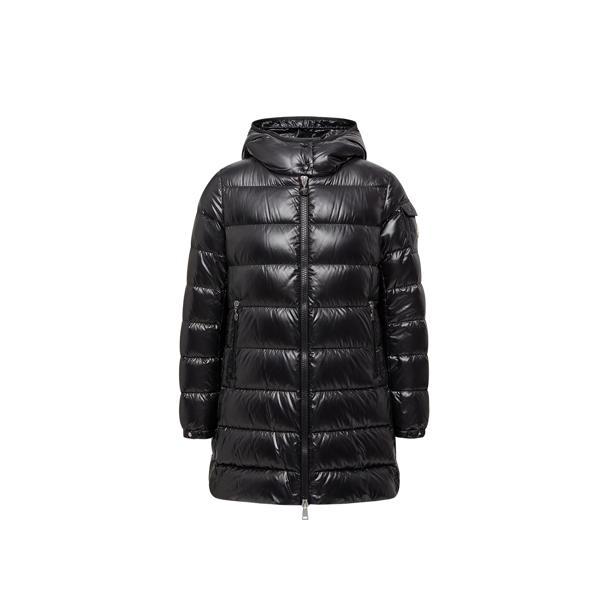 Moncler   Courcelles Hooded Mid-Length Down Jacket for Women in Black, Size: 18