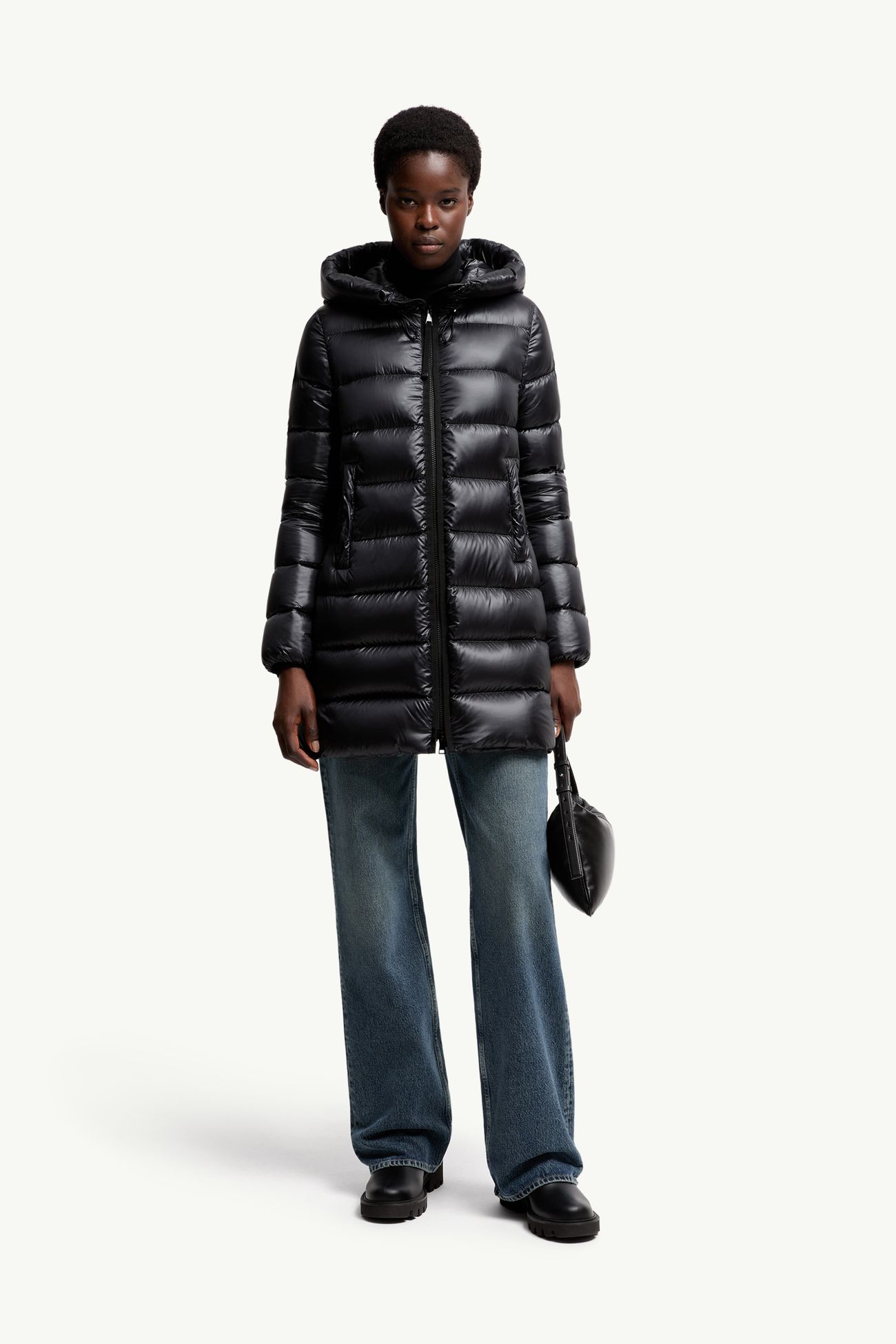 Suyenne mittellange Daunenjacke mit Kapuze Damen Schwarz Moncler 0